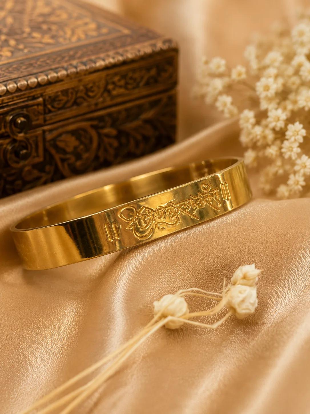 Kshatriyakulawatans Engraved Gold Kada Bracelet — Image 3