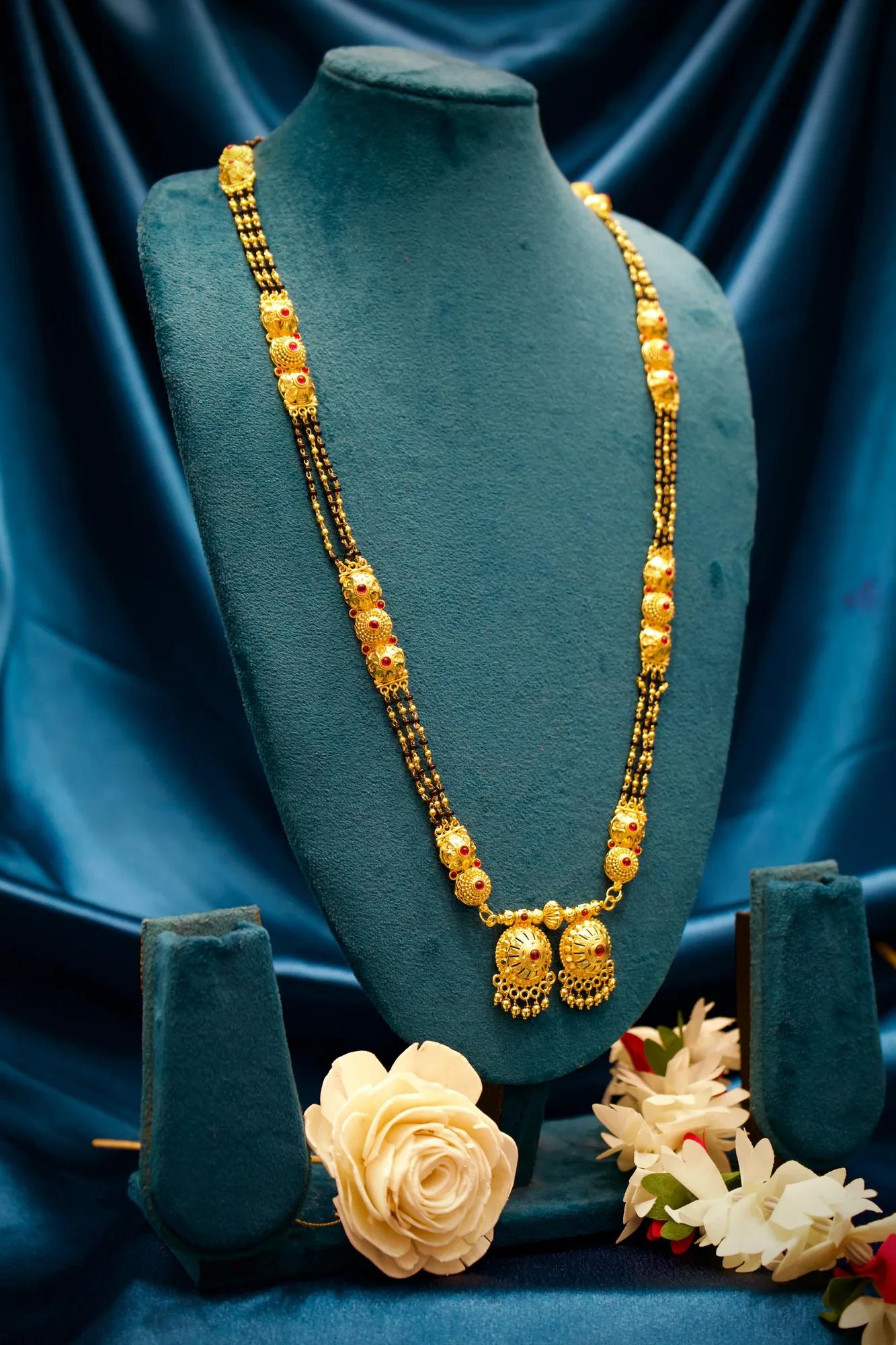 Traditional Dual Pendant Black Bead Mangalsutra