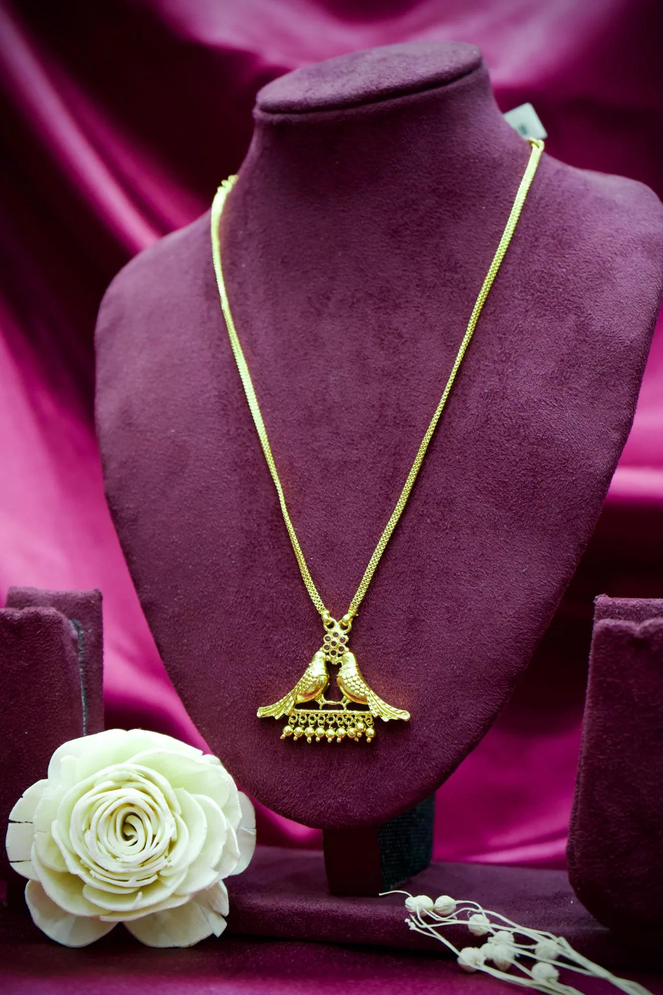 Love Birds Floral Charm Pendant Necklace
