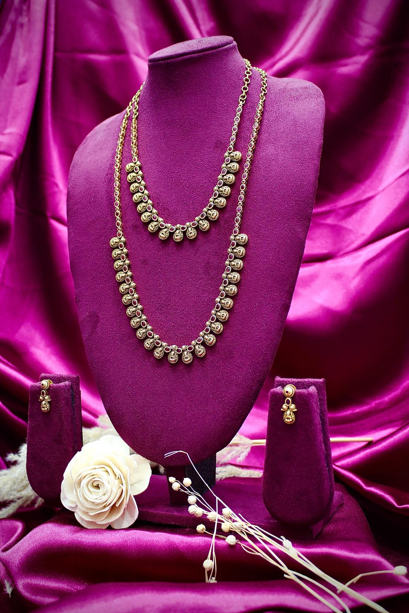 Dual Layer CZ Teardrop Necklace Set — Image 3