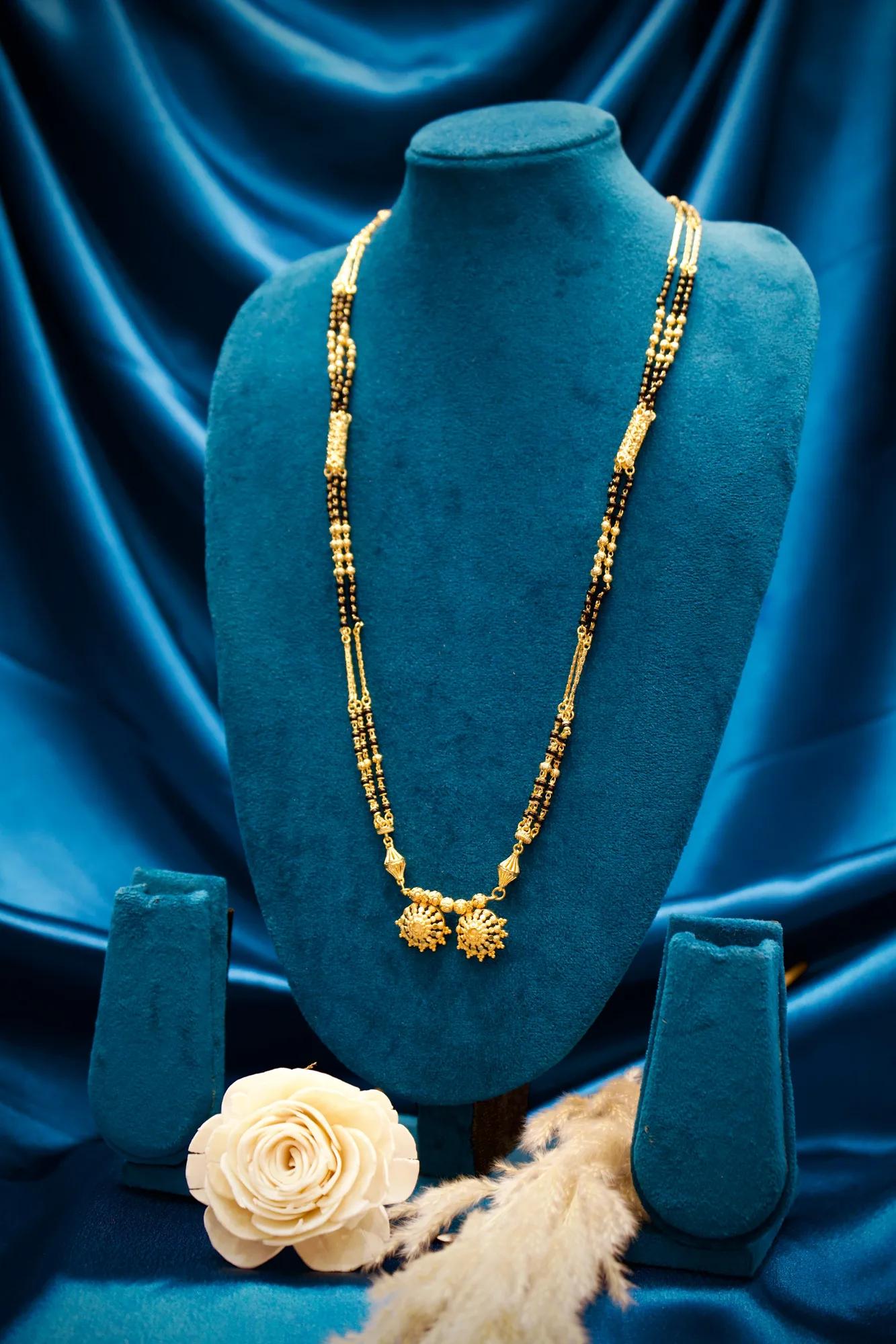 Traditional Twin Motif Black Bead Mangalsutra