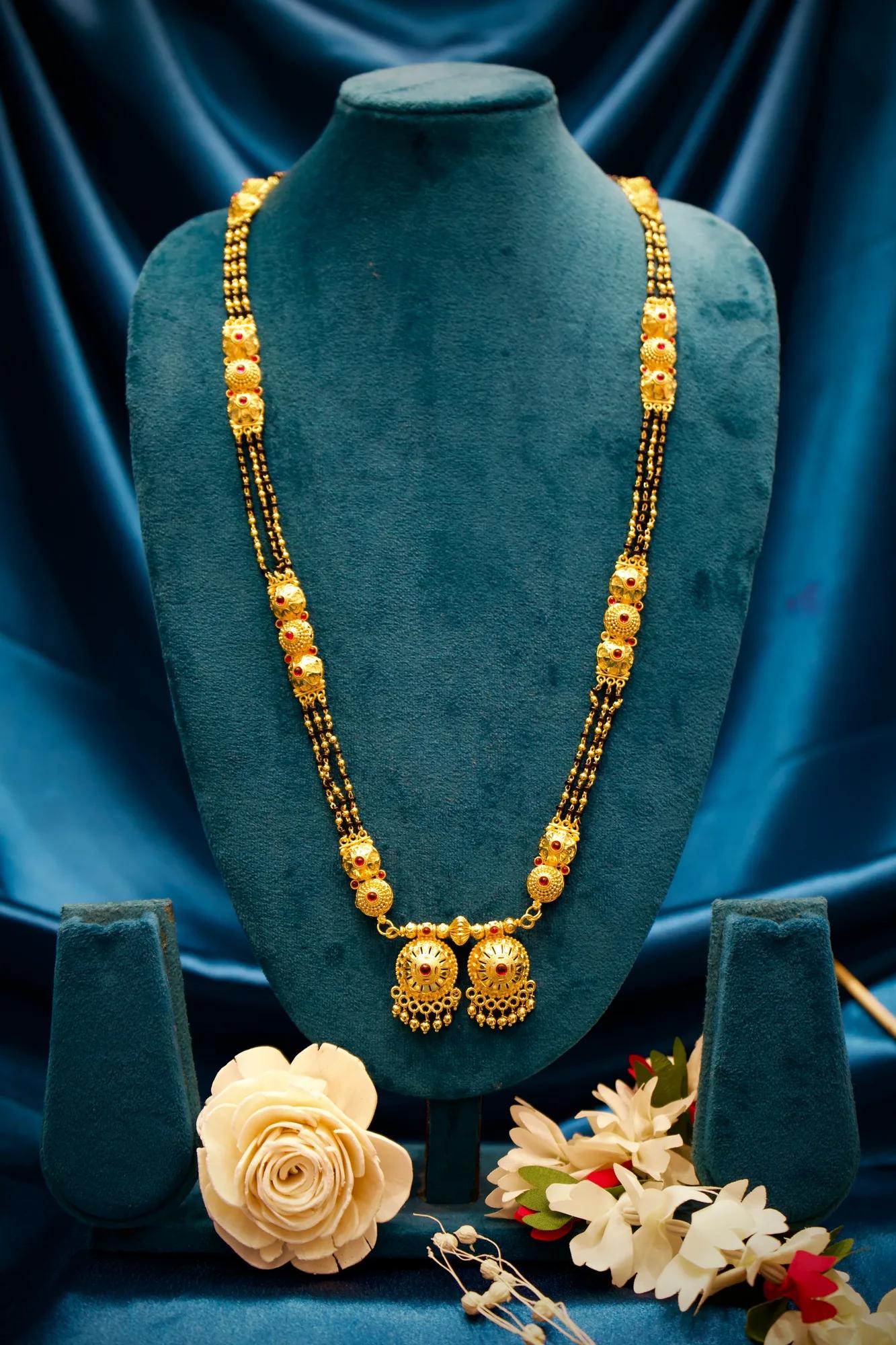 Traditional Dual Pendant Black Bead Mangalsutra