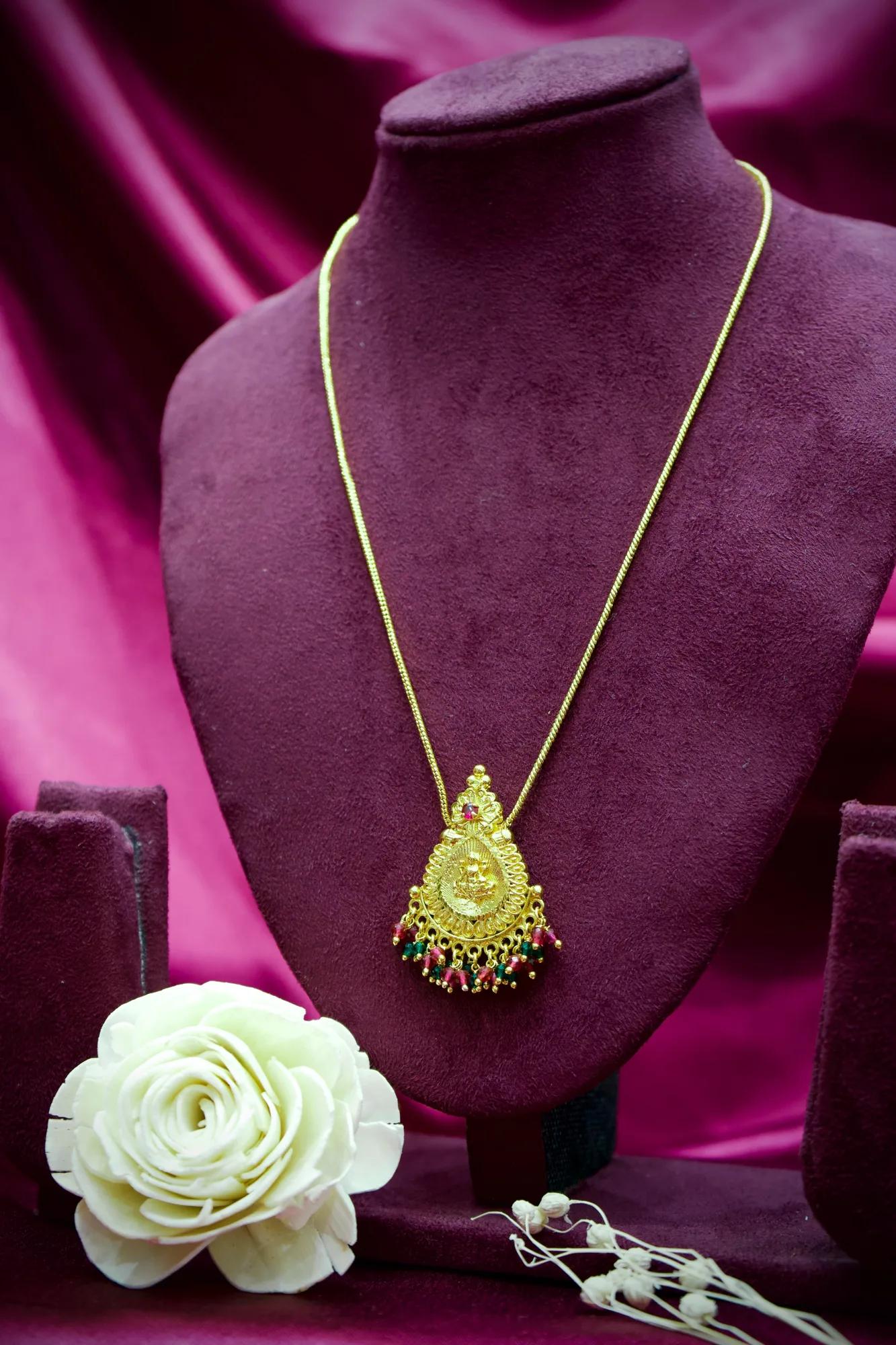 Lakshmi Temple Coin Pendant Necklace
