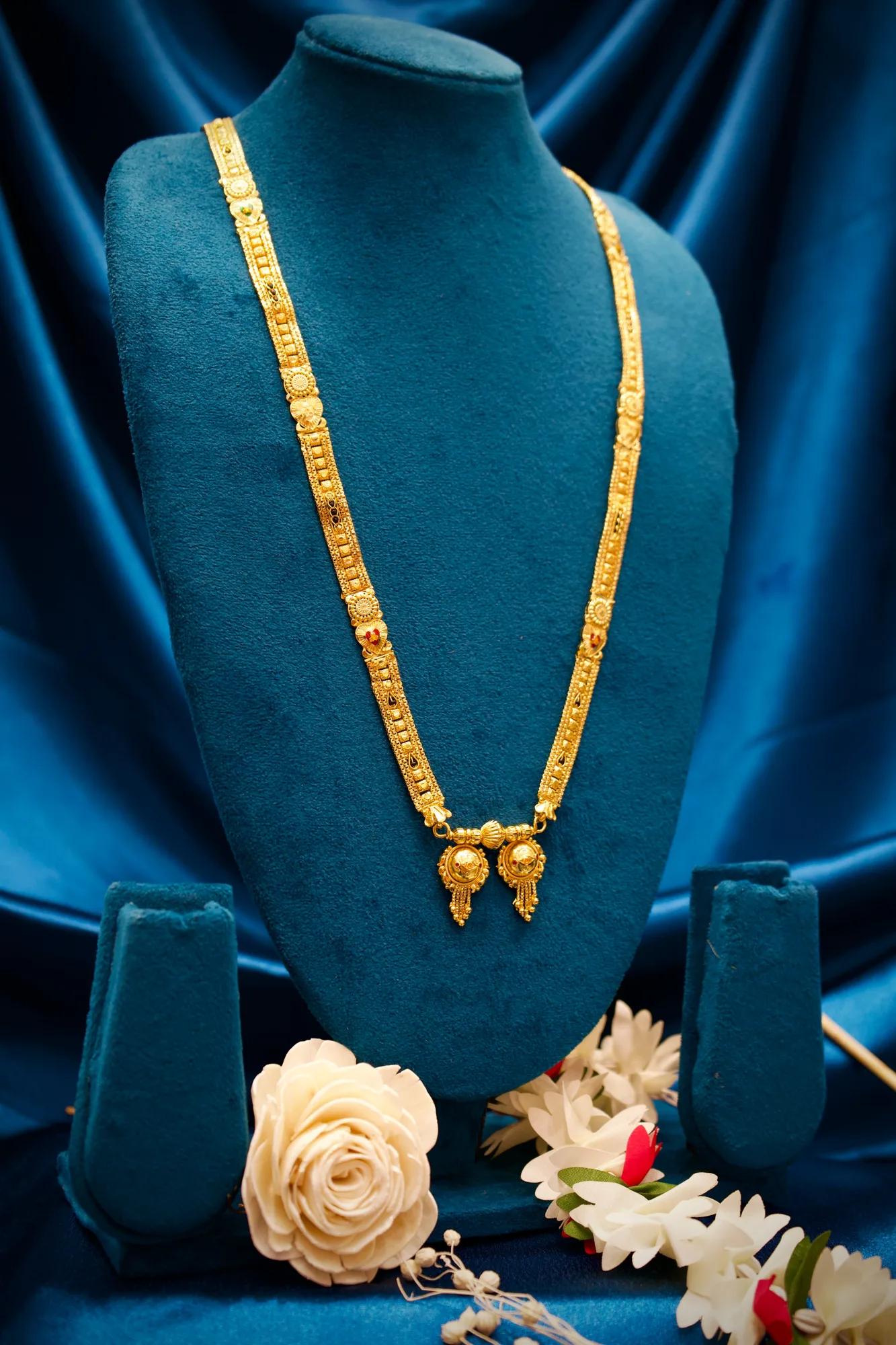 Heritage Gold-Tone Long Haram with Dual Lakshmi Coin Pendants