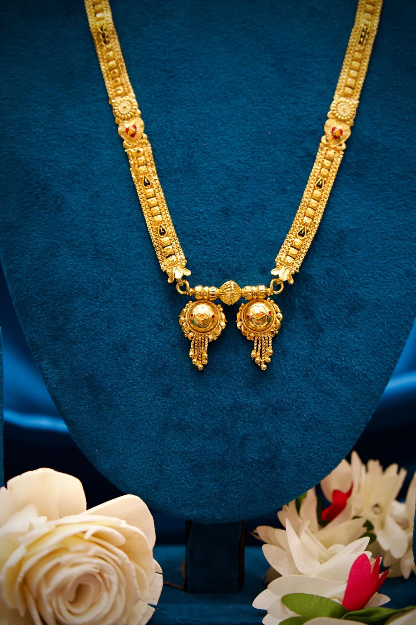 Heritage Gold-Tone Long Haram with Dual Lakshmi Coin Pendants