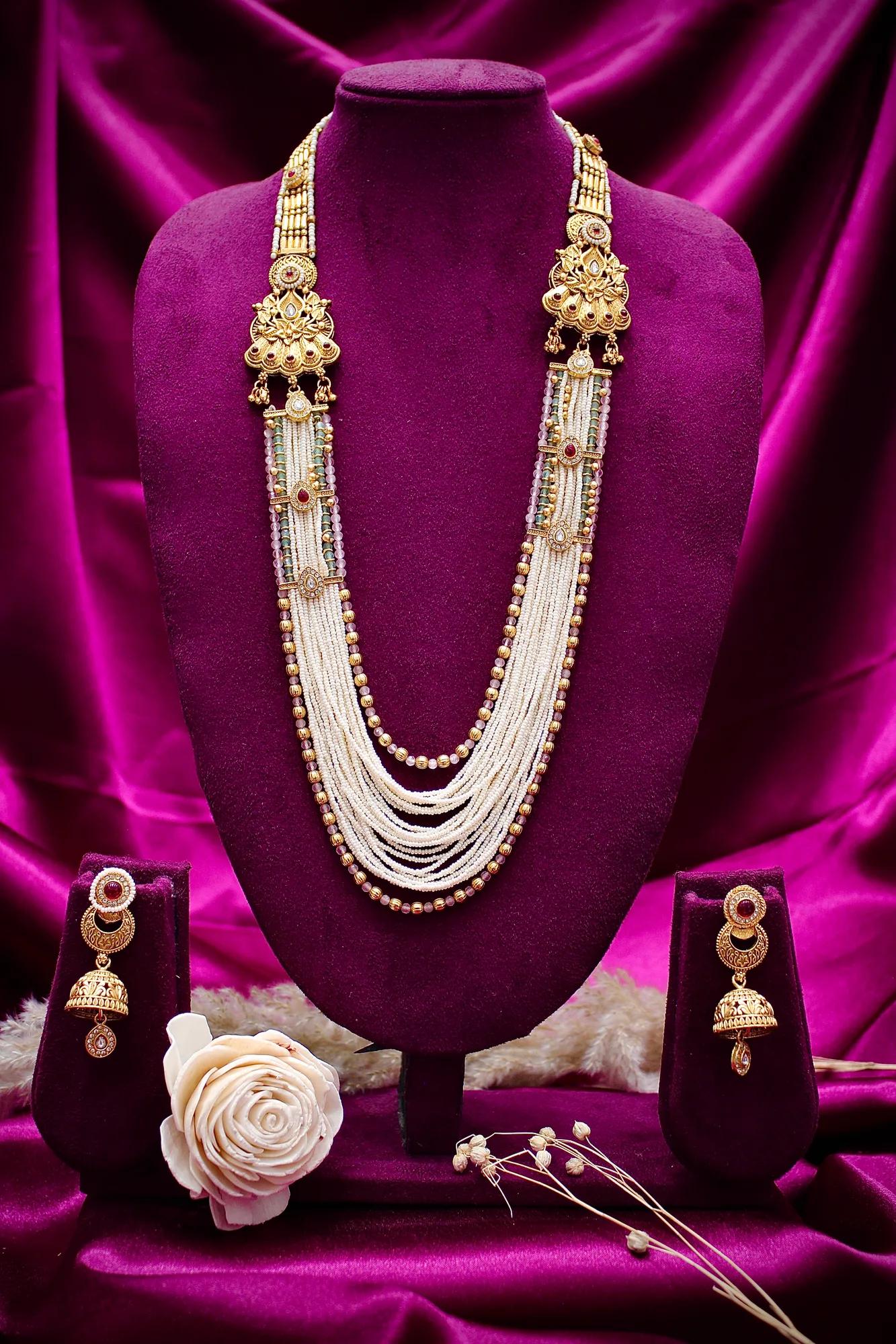 Royal Multi-Layer Pearl Haar Necklace Set