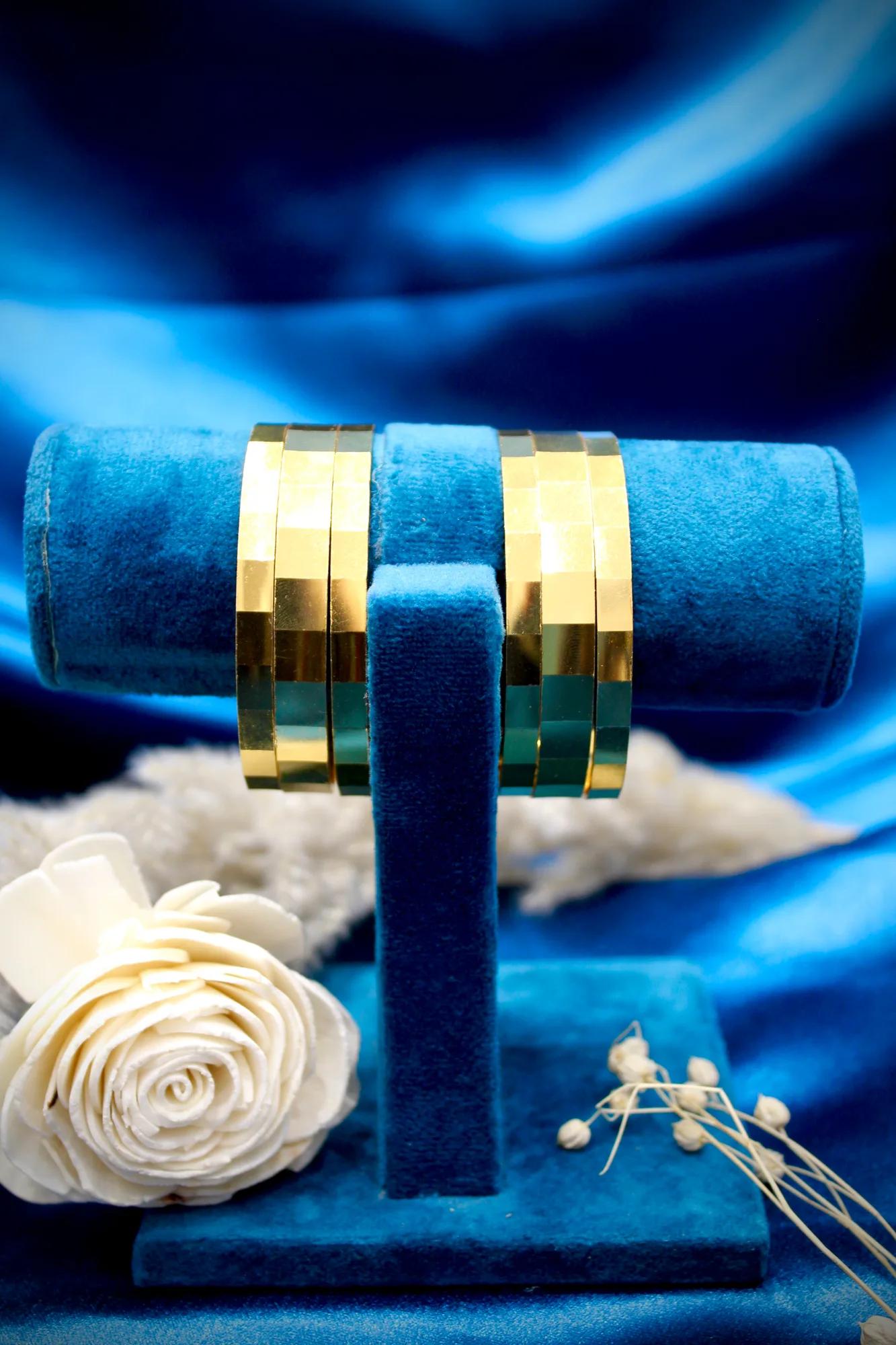 Modern Geometric Gold Finish Bangle Set
