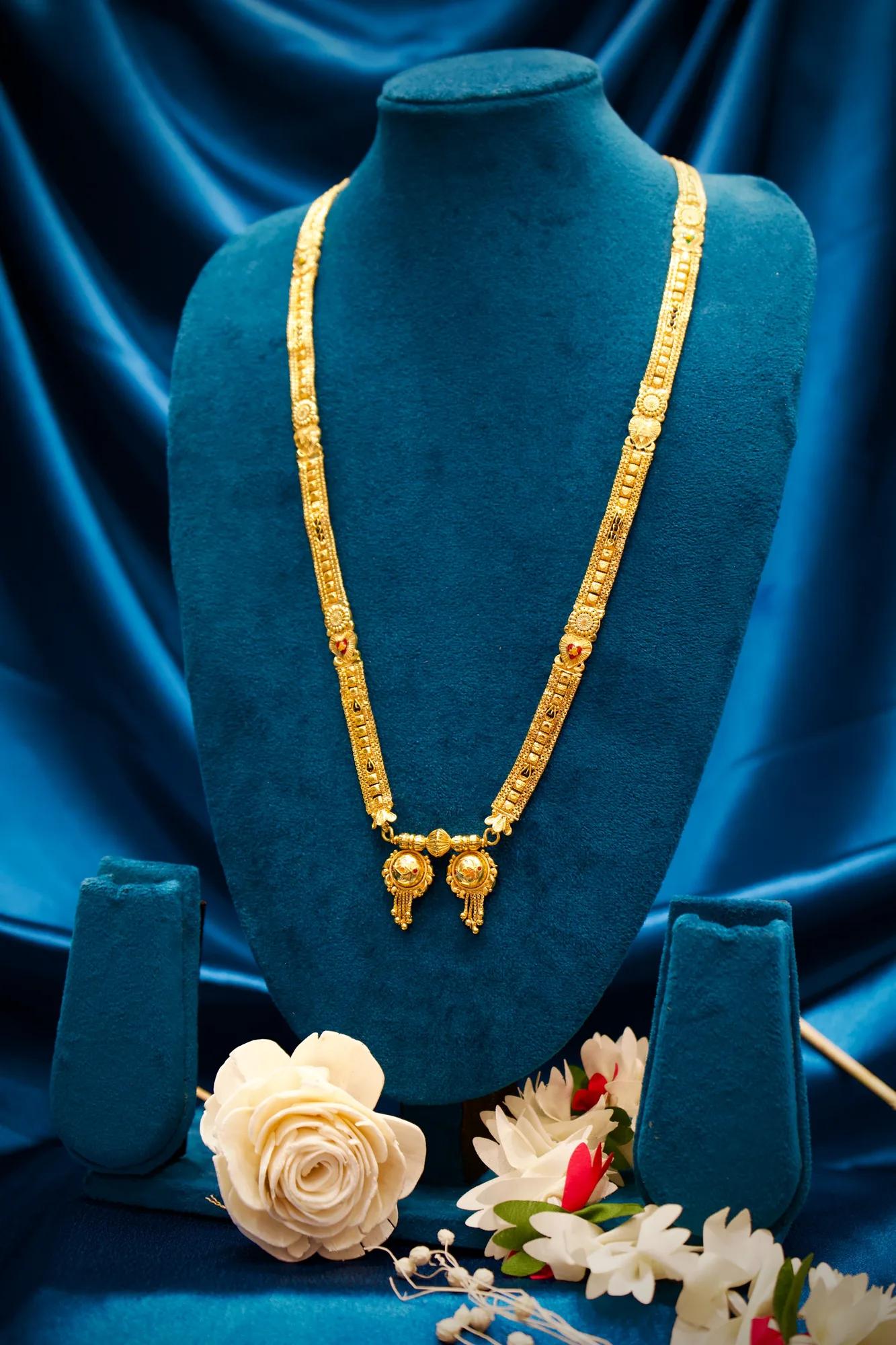 Heritage Gold-Tone Long Haram with Dual Lakshmi Coin Pendants