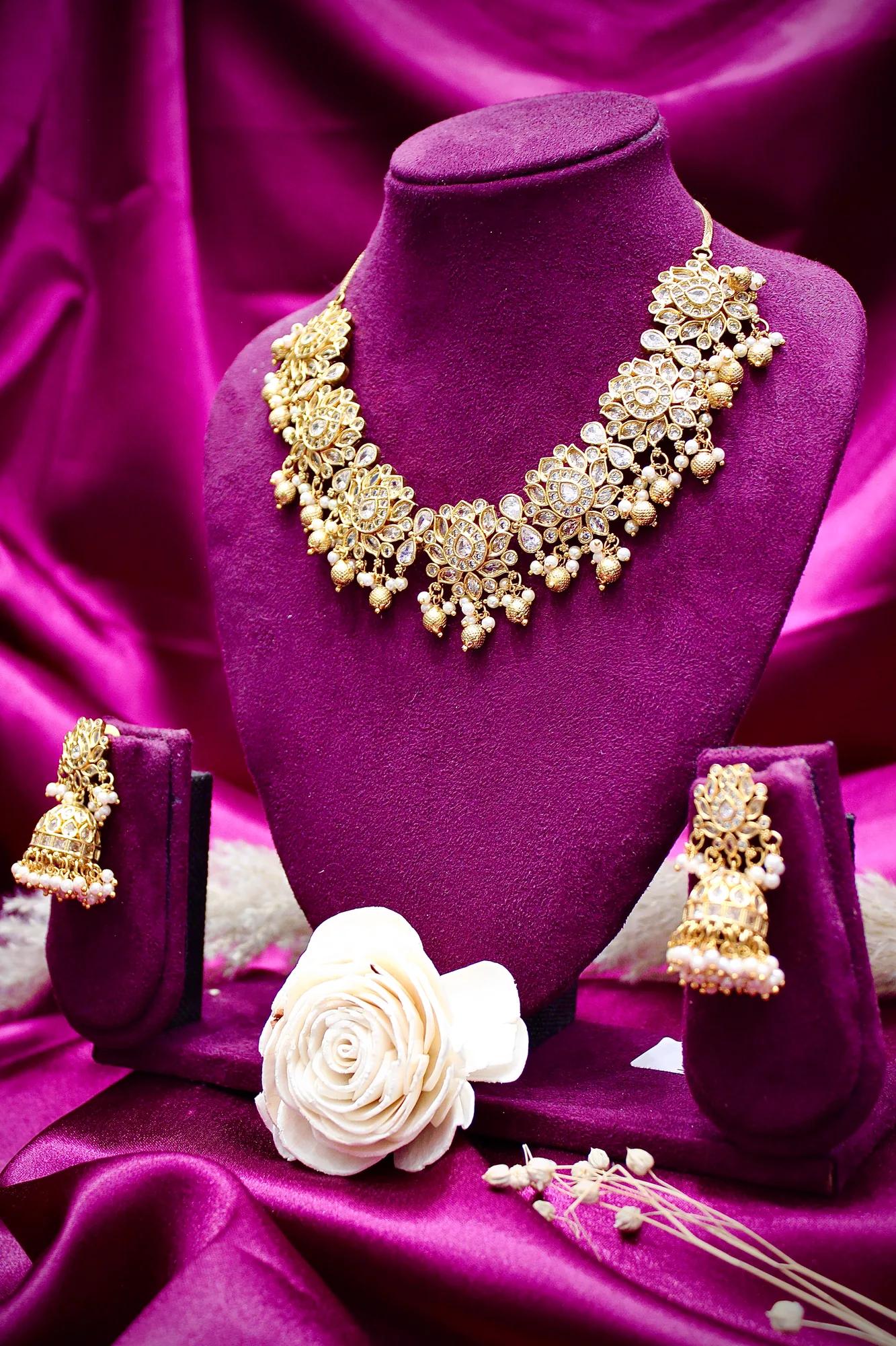 Luxury Floral CZ Necklace Set — Image 2