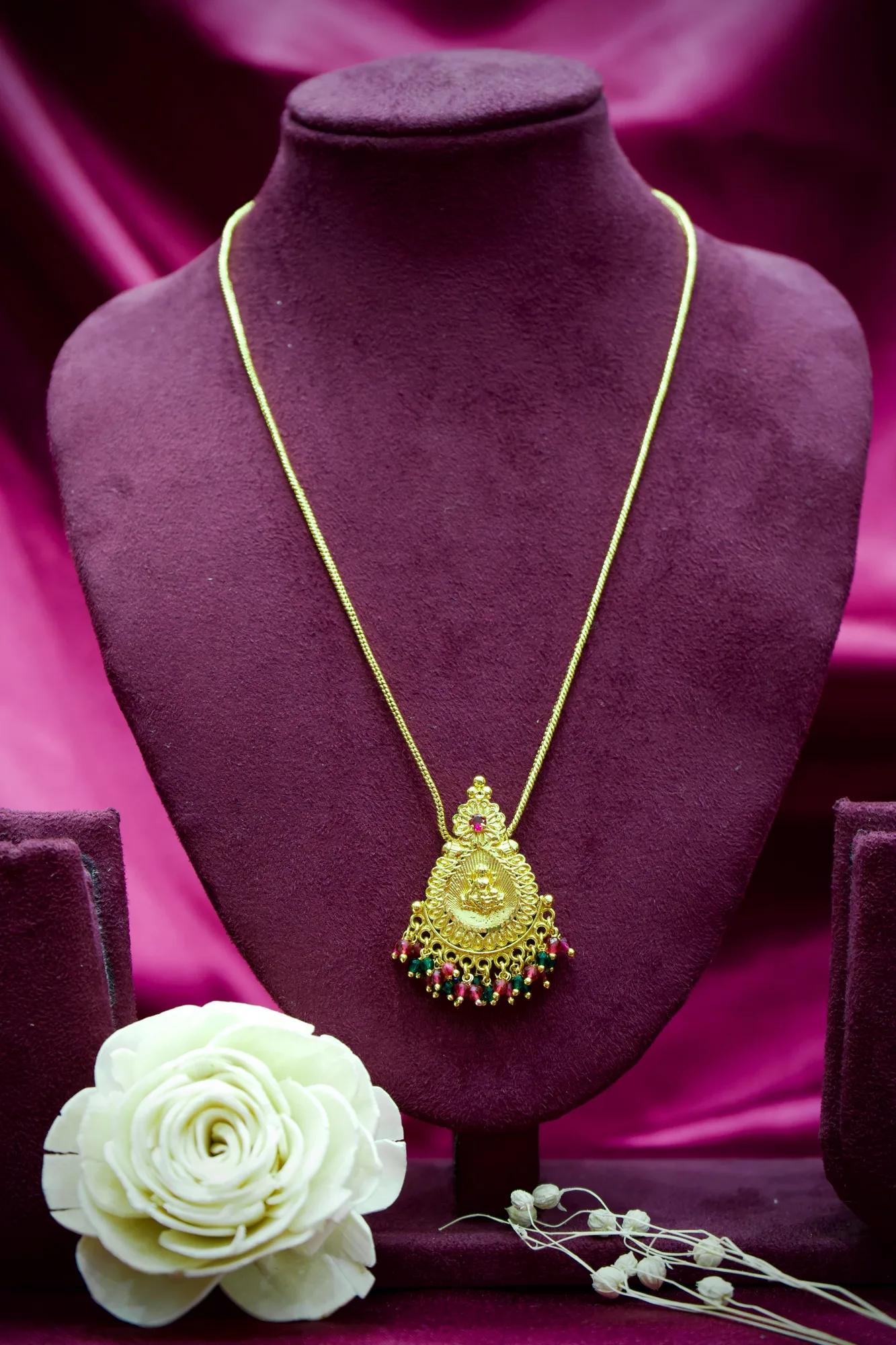 Lakshmi Temple Coin Pendant Necklace