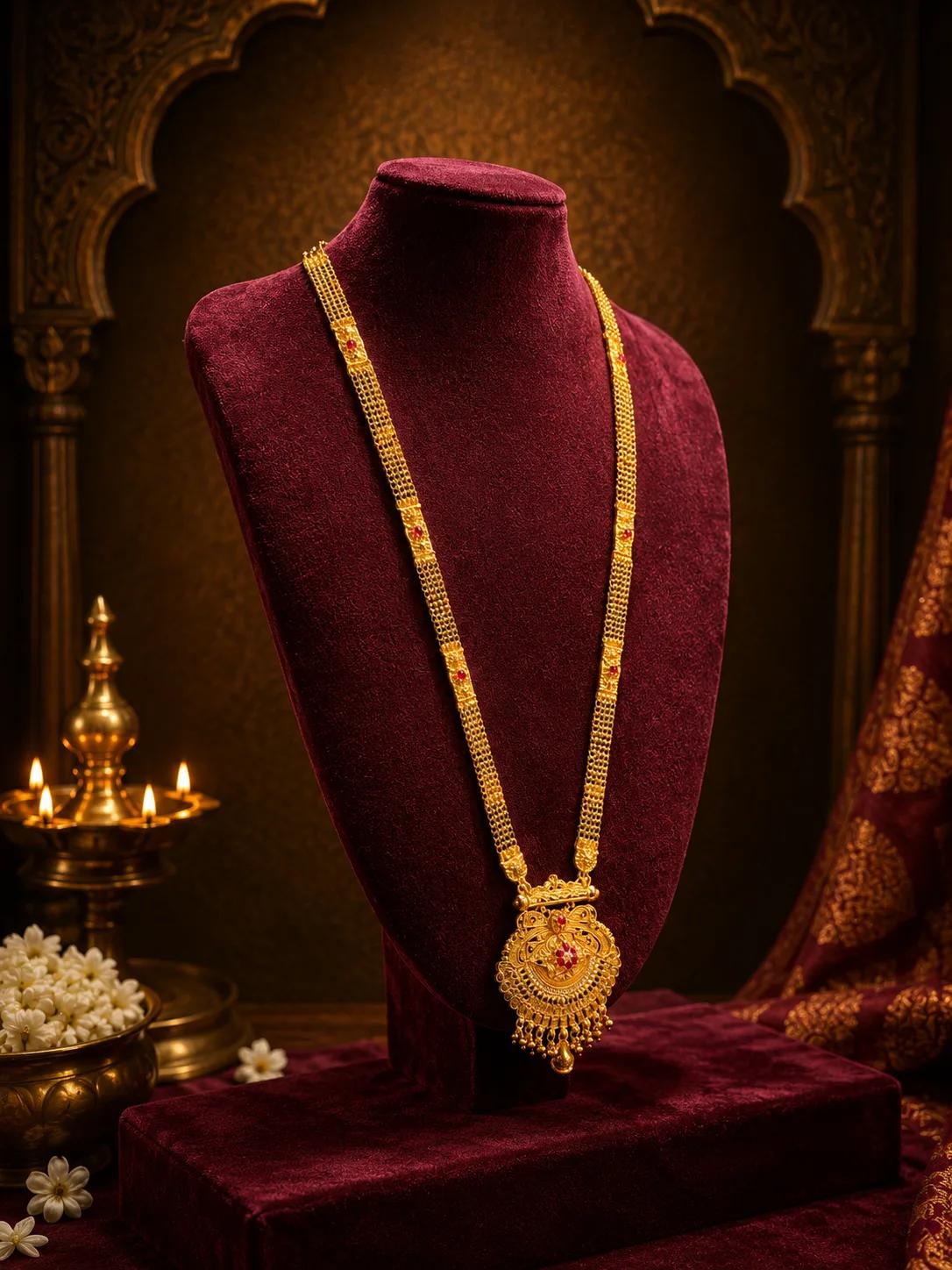Traditional Pinjara Patti Gold Mangalsutra with Ornate Pendant — Image 2