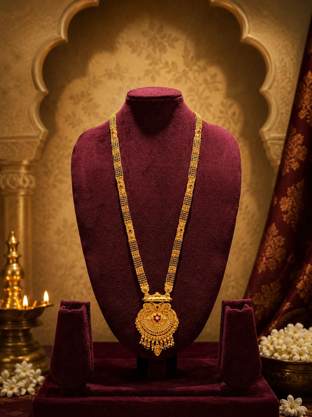 Traditional Pinjara Patti Mangalsutra with Temple Pendant