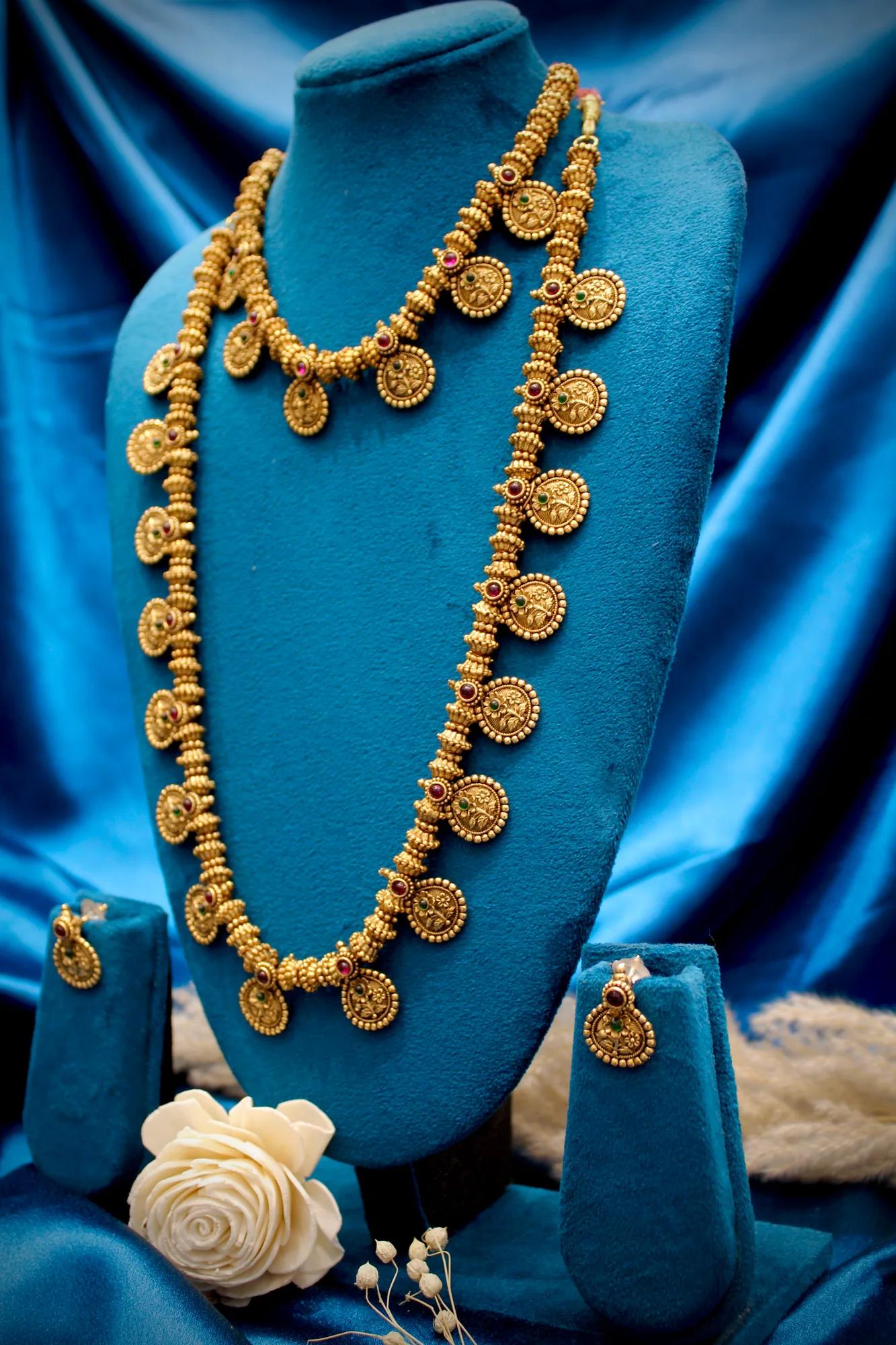 Traditional Antique Coin Bridal Haar Set — Image 3