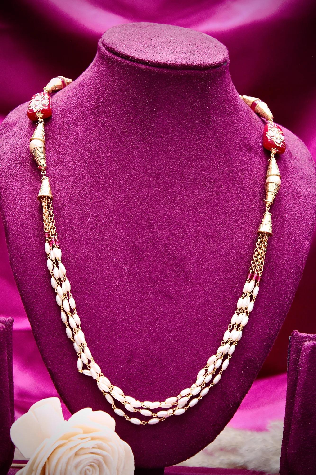 Elegant Pearl Beaded Traditional Necklace Set — Image 4