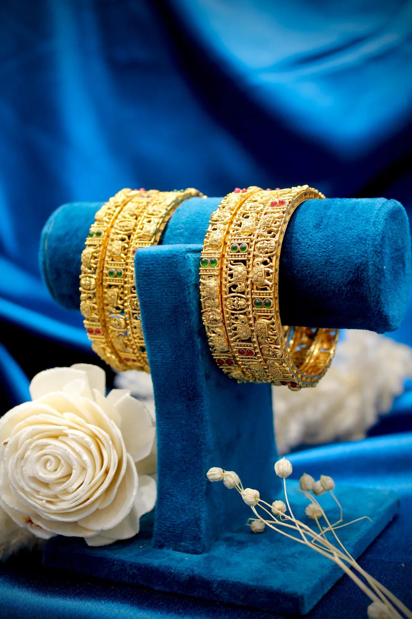 Divine Temple Motif Antique Bangles Set — Image 2