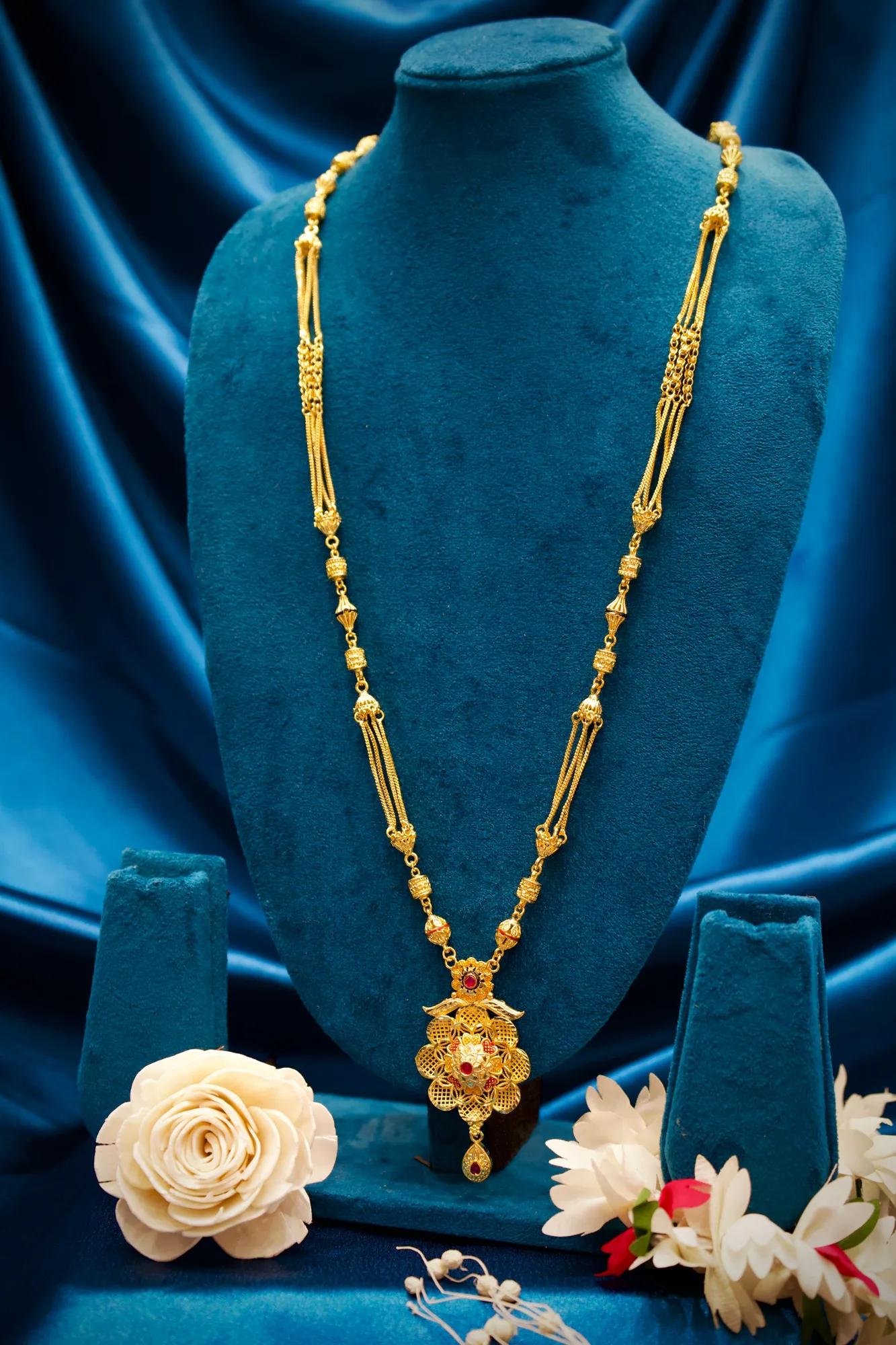 Royal Floral Filigree Long Gold-Tone Mangalsutra