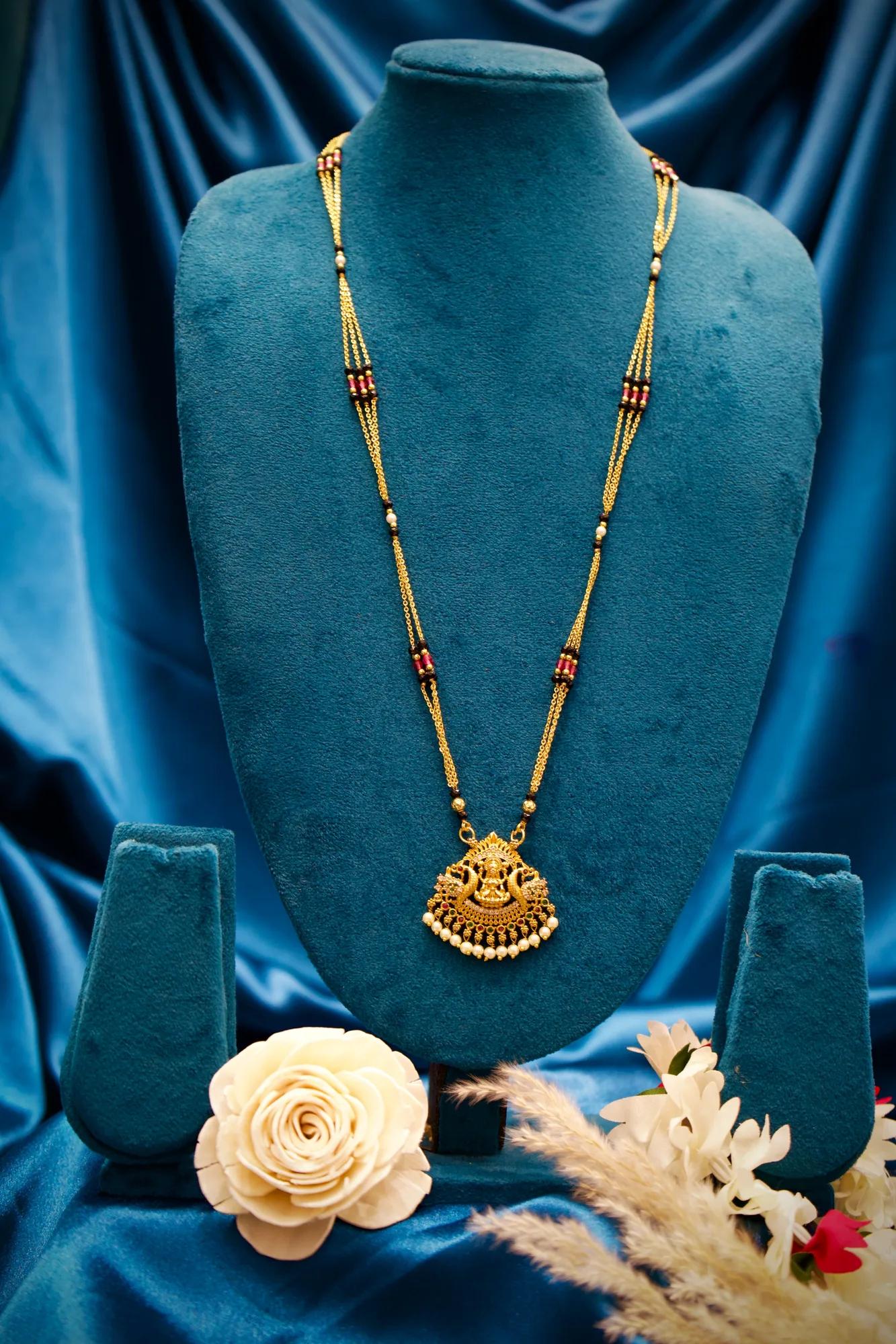 Lakshmi Peacock Temple Pearl Designer Mangalsutra