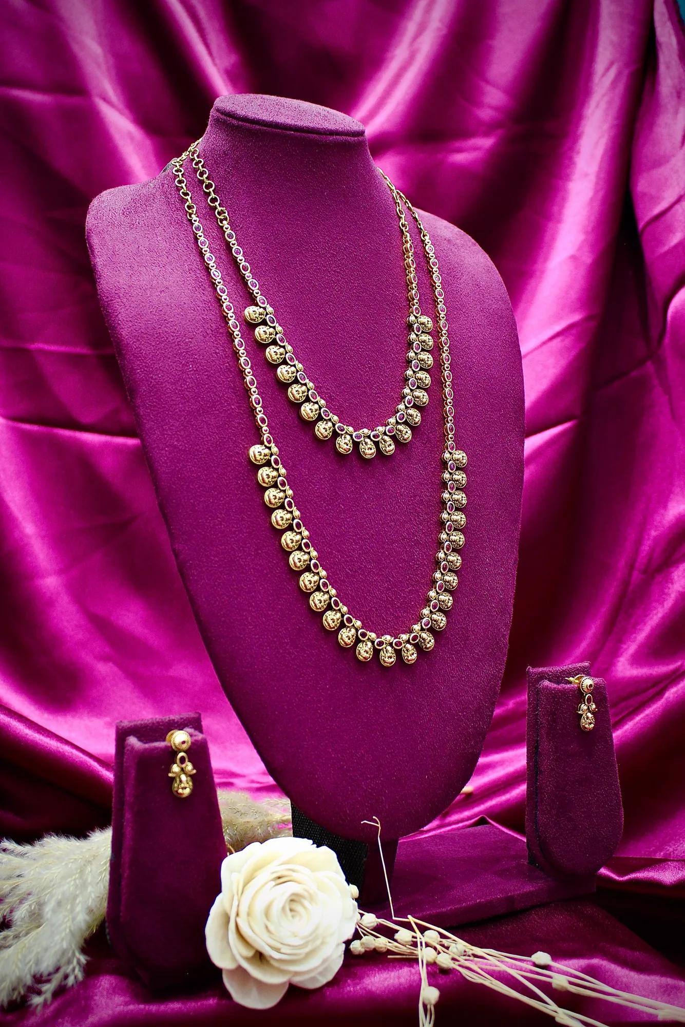 Dual Layer CZ Teardrop Necklace Set — Image 2