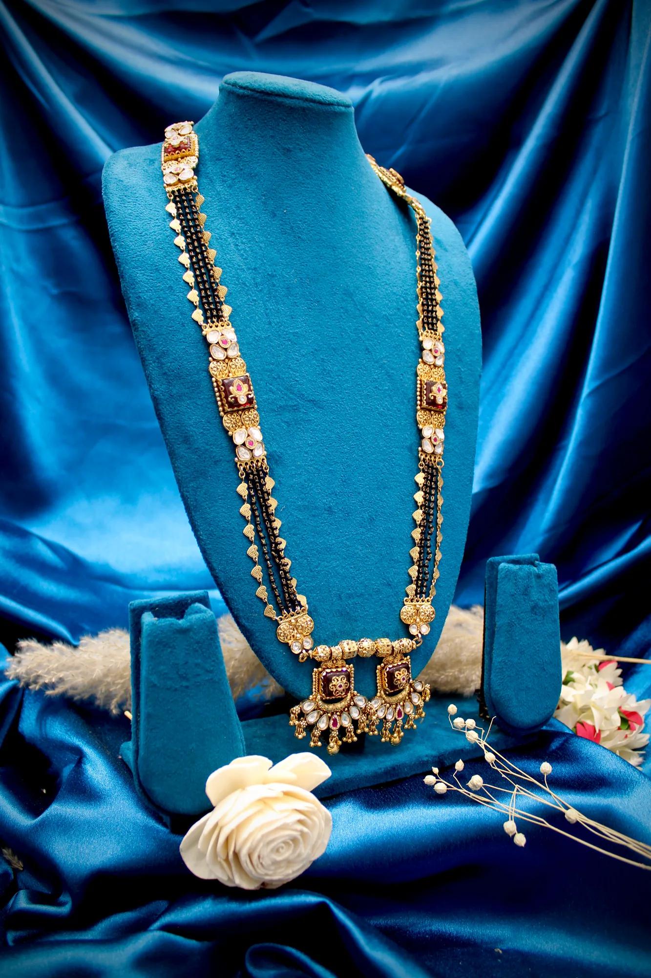 Royal Kundan Dual-Pendant Mangalsutra Necklace — Image 2