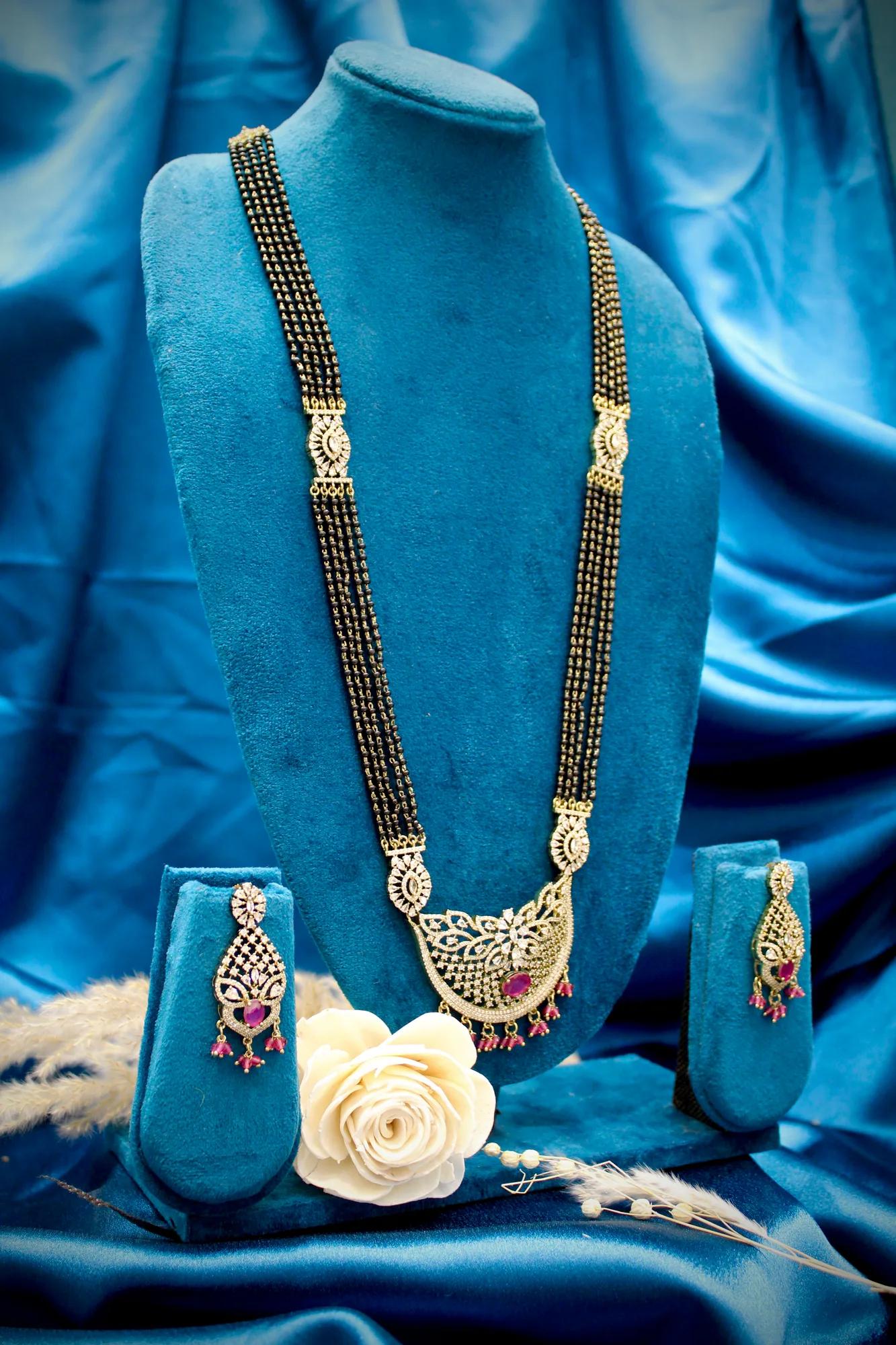 Ruby Victorian Mangalsutra Necklace Set — Image 2