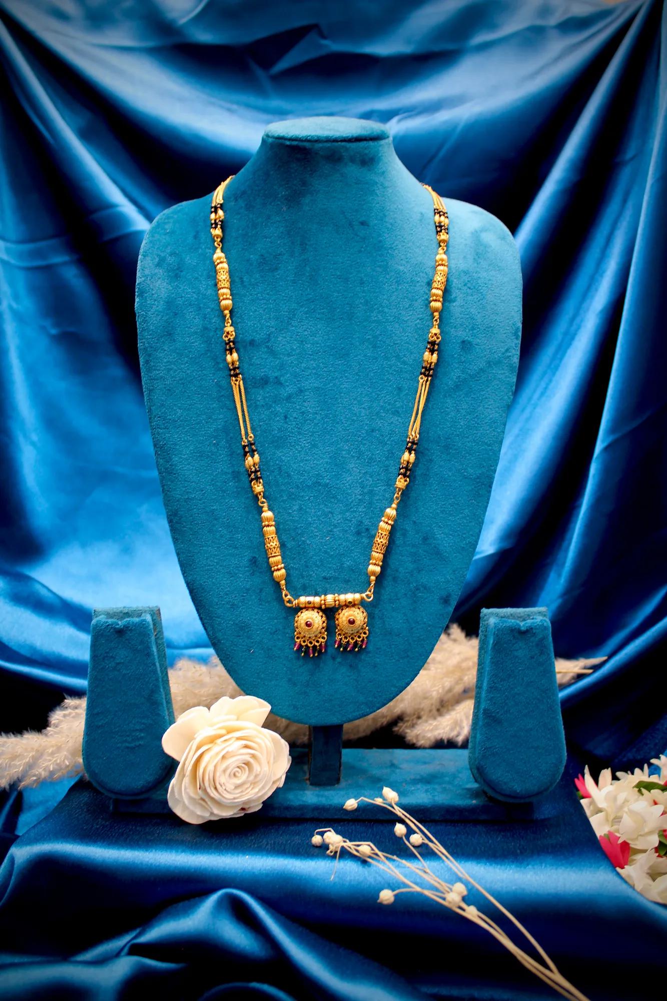 Elegant Antique Gold Dual Pendant Designer Mangalsutra