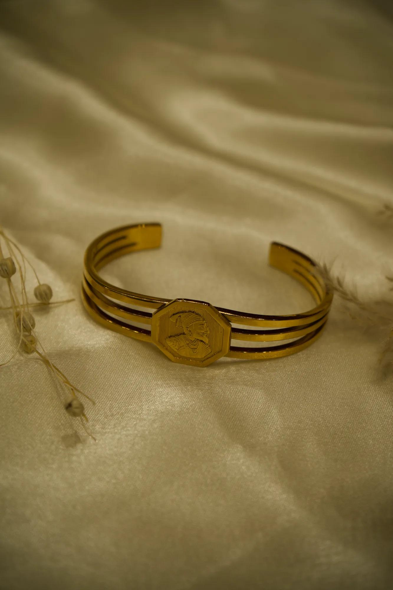Chhatrapati Shivaji Maharaj Open Cuff Kada Bracelet