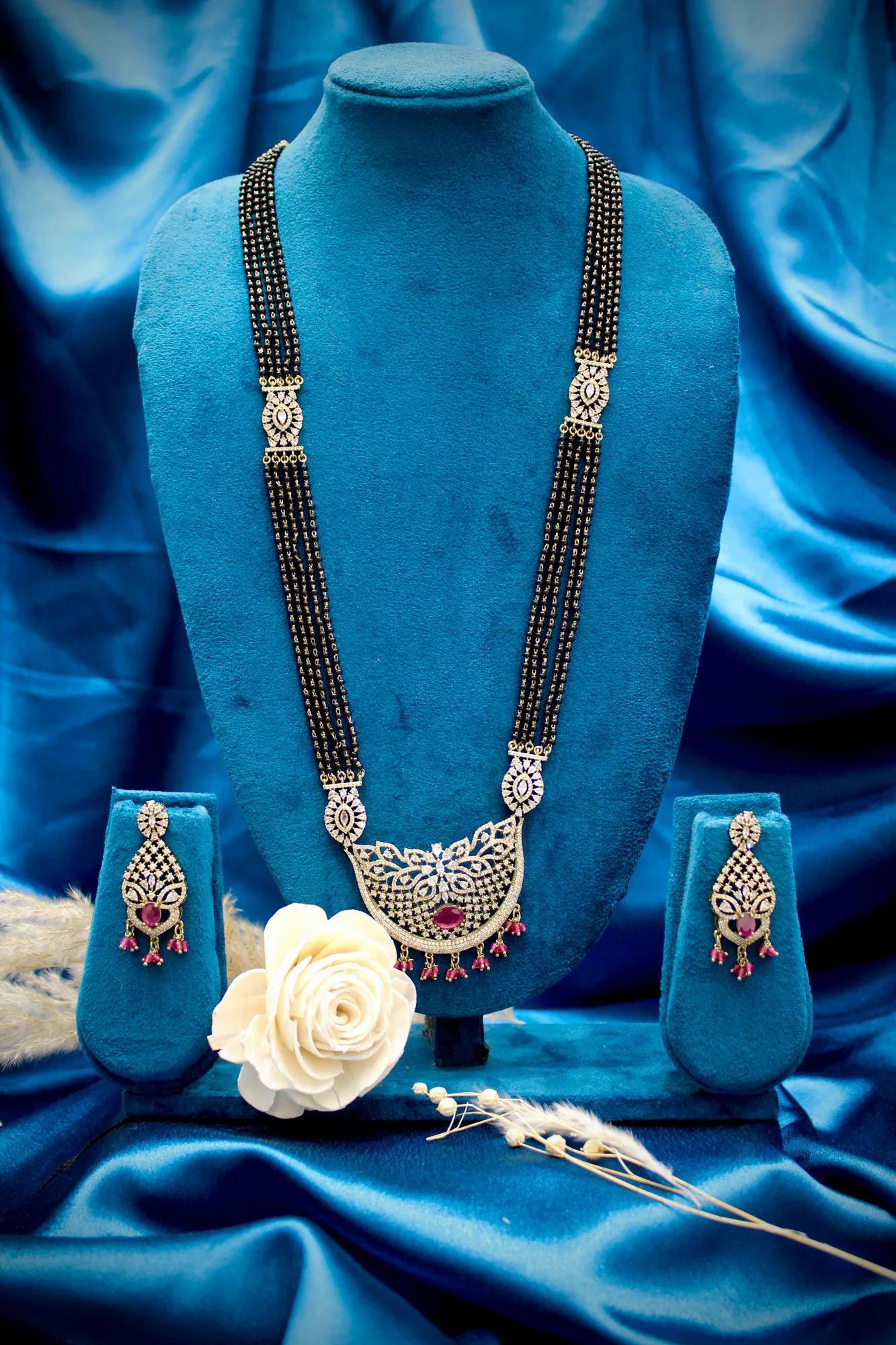 Ruby Victorian Mangalsutra Necklace Set