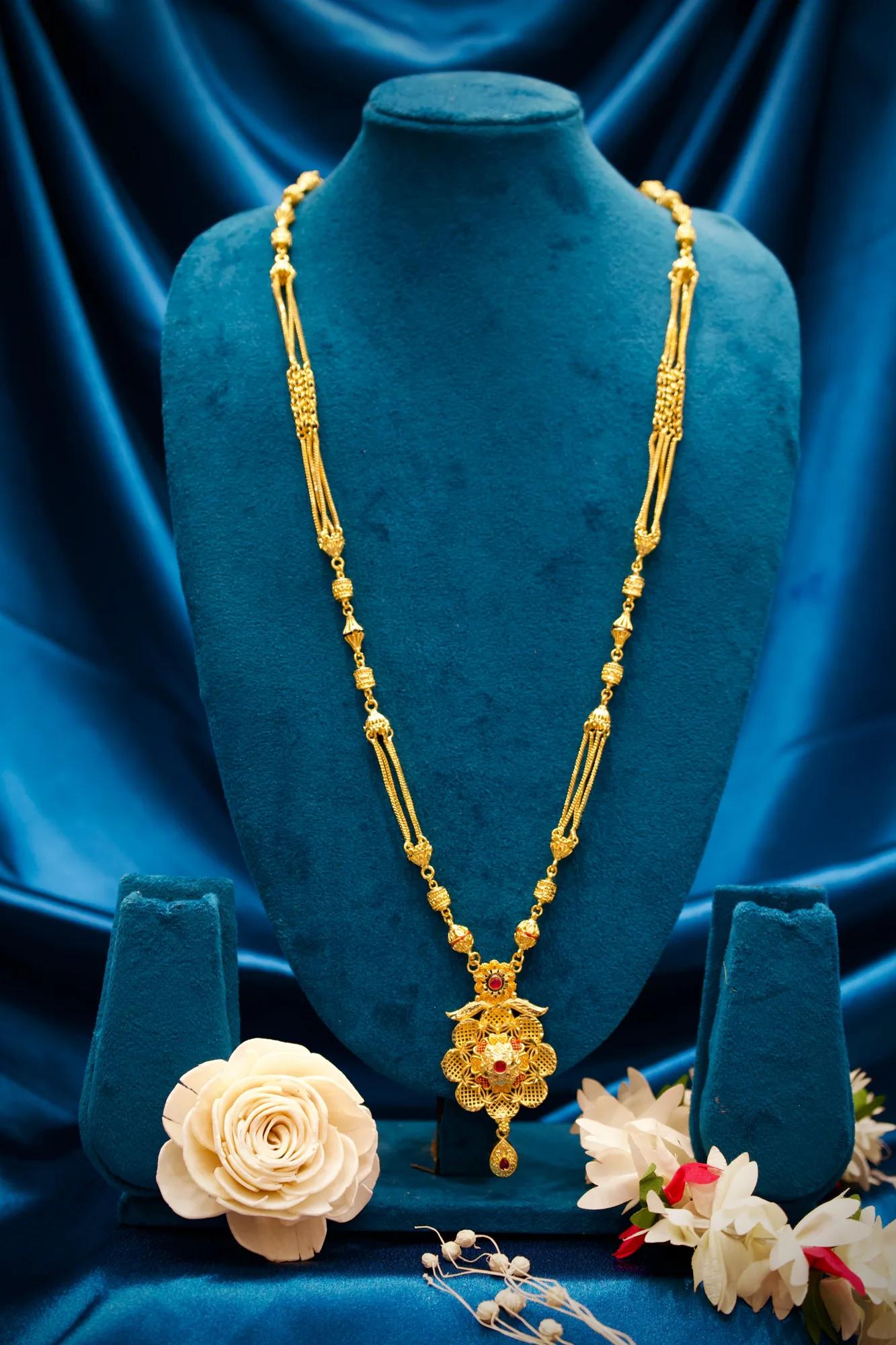 Royal Floral Filigree Long Gold-Tone Mangalsutra