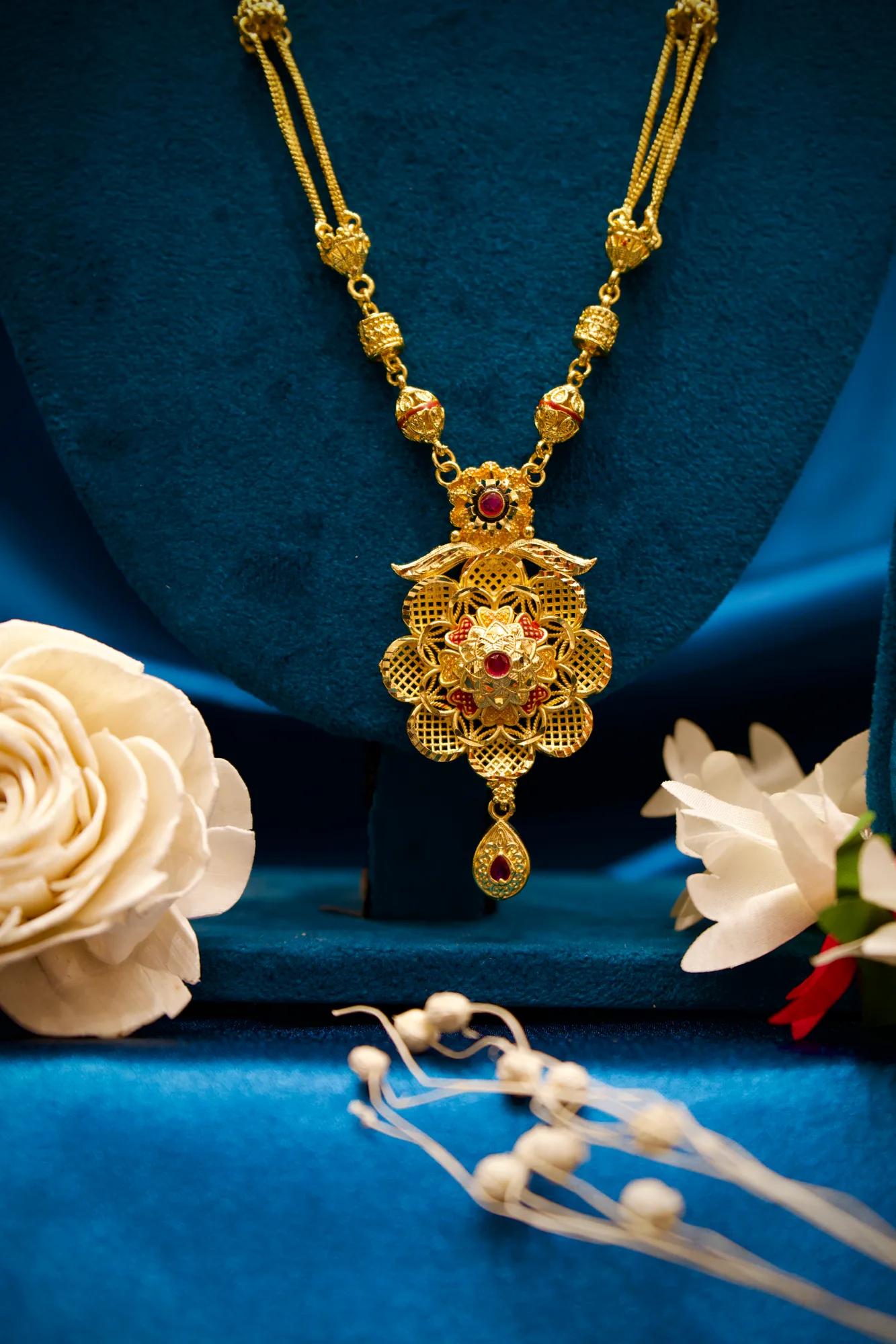 Royal Floral Filigree Long Gold-Tone Mangalsutra