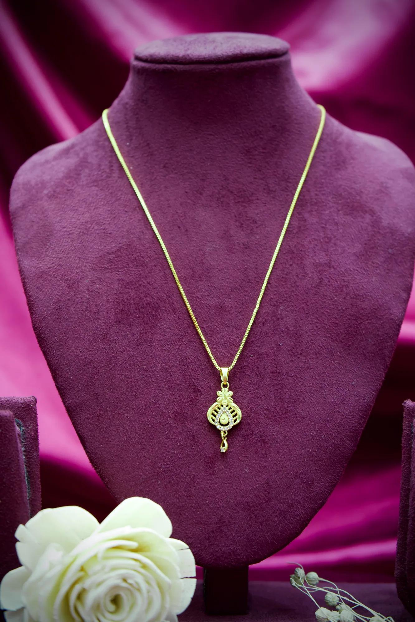 Peacock Feather Inspired Gold Pendant Necklace