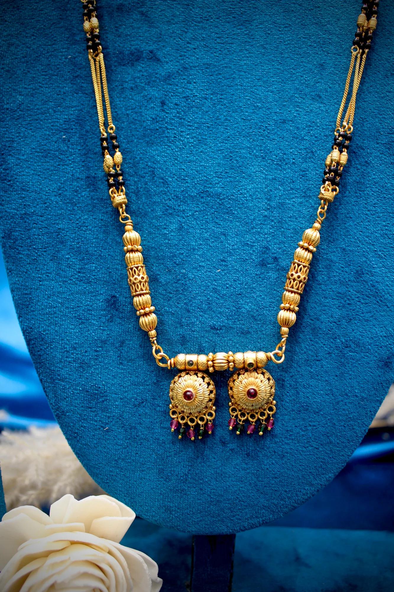 Elegant Antique Gold Dual Pendant Designer Mangalsutra