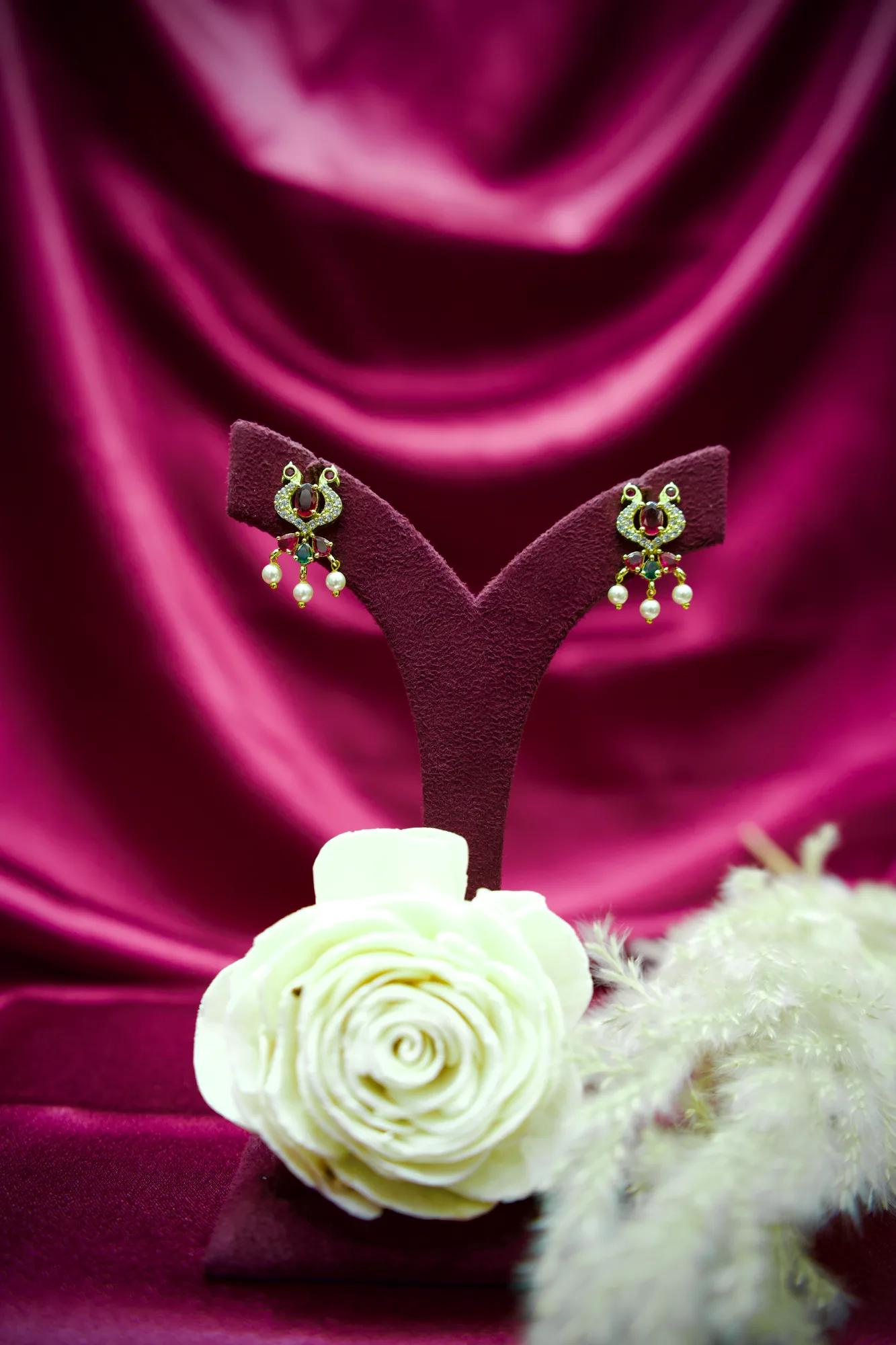 Royal Peacock Pearl Pendant Necklace Set