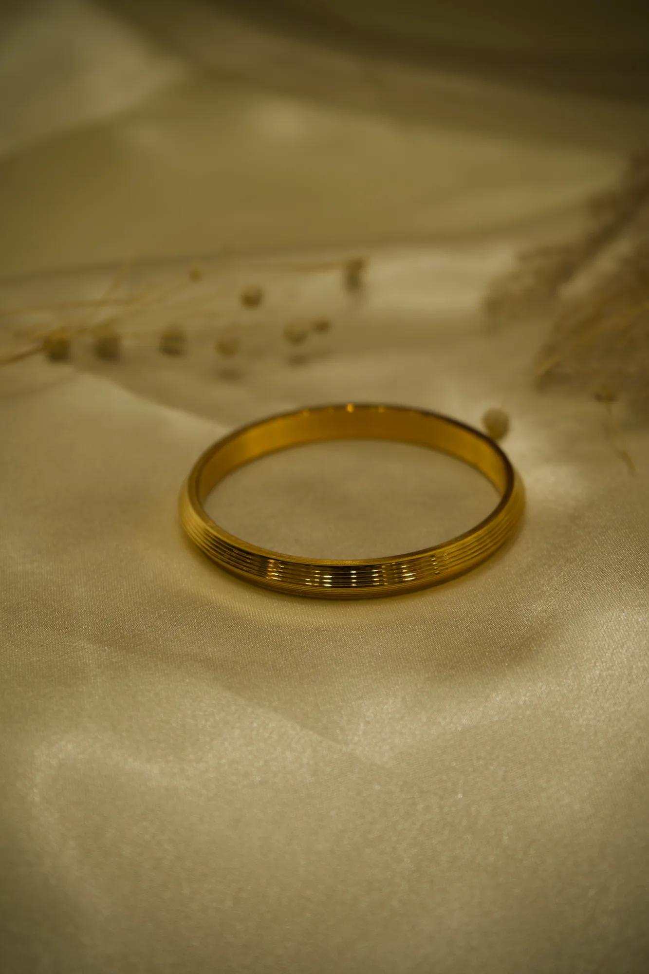 Textured Gold-Tone Designer Bangle
