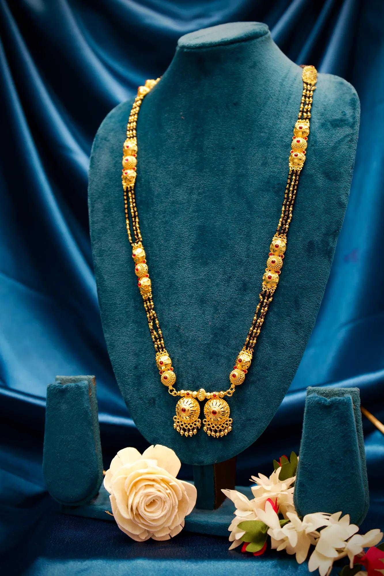 Traditional Dual Pendant Black Bead Mangalsutra