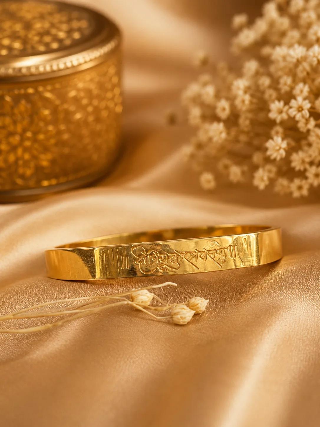 Kshatriyakulawatans Engraved Gold Kada Bracelet — Image 2
