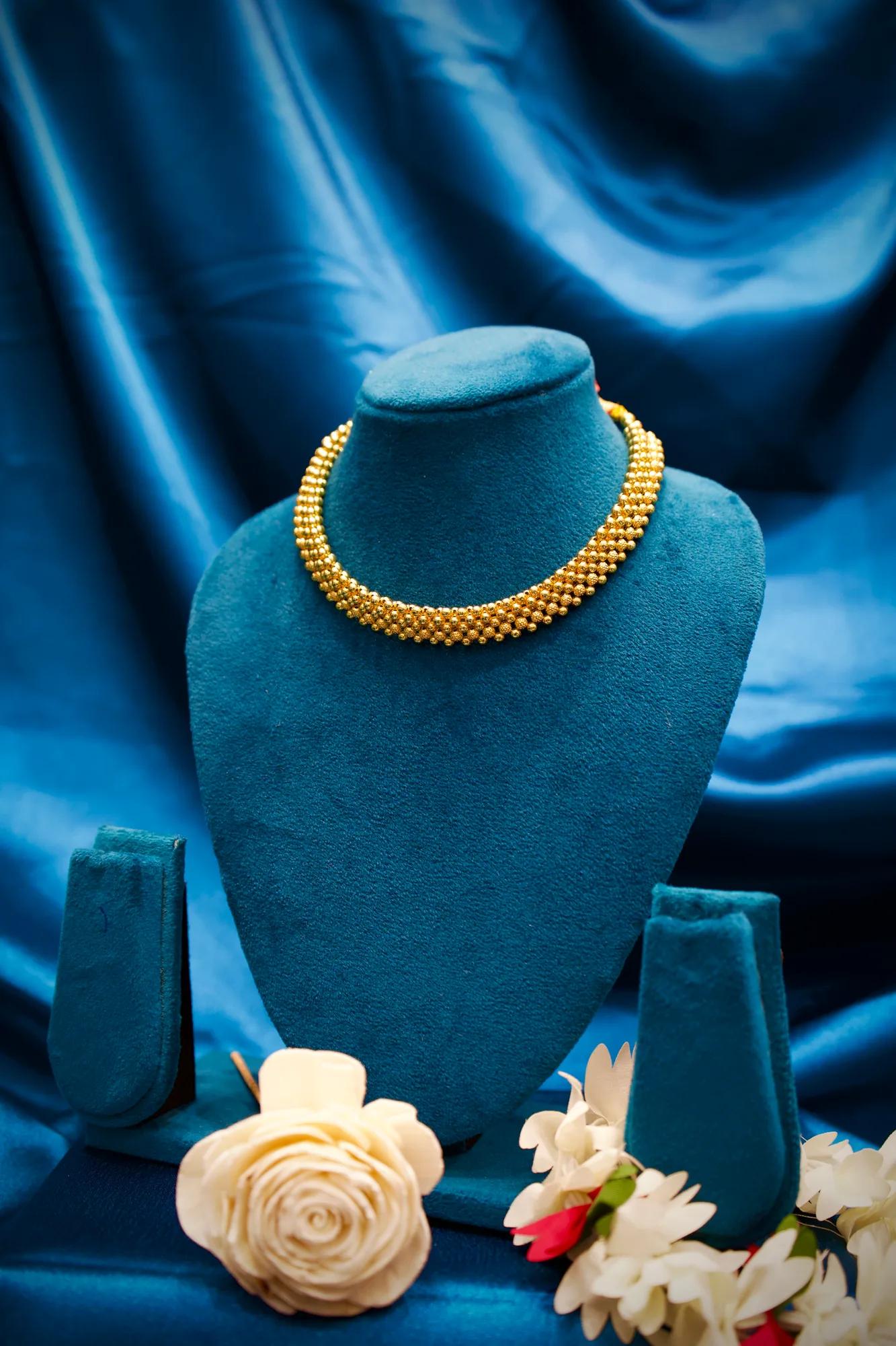 Traditional Multi-Layer Gold Bead Choker Necklace