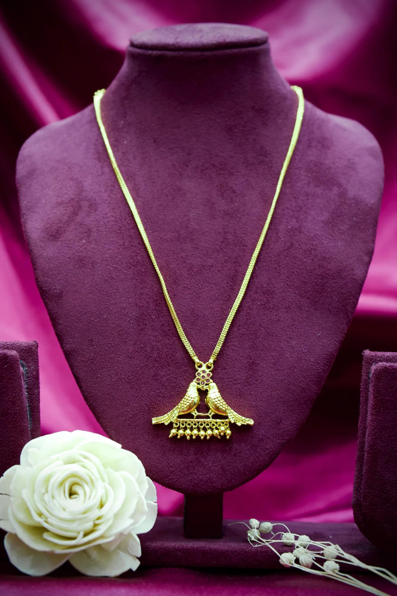 Love Birds Floral Charm Pendant Necklace