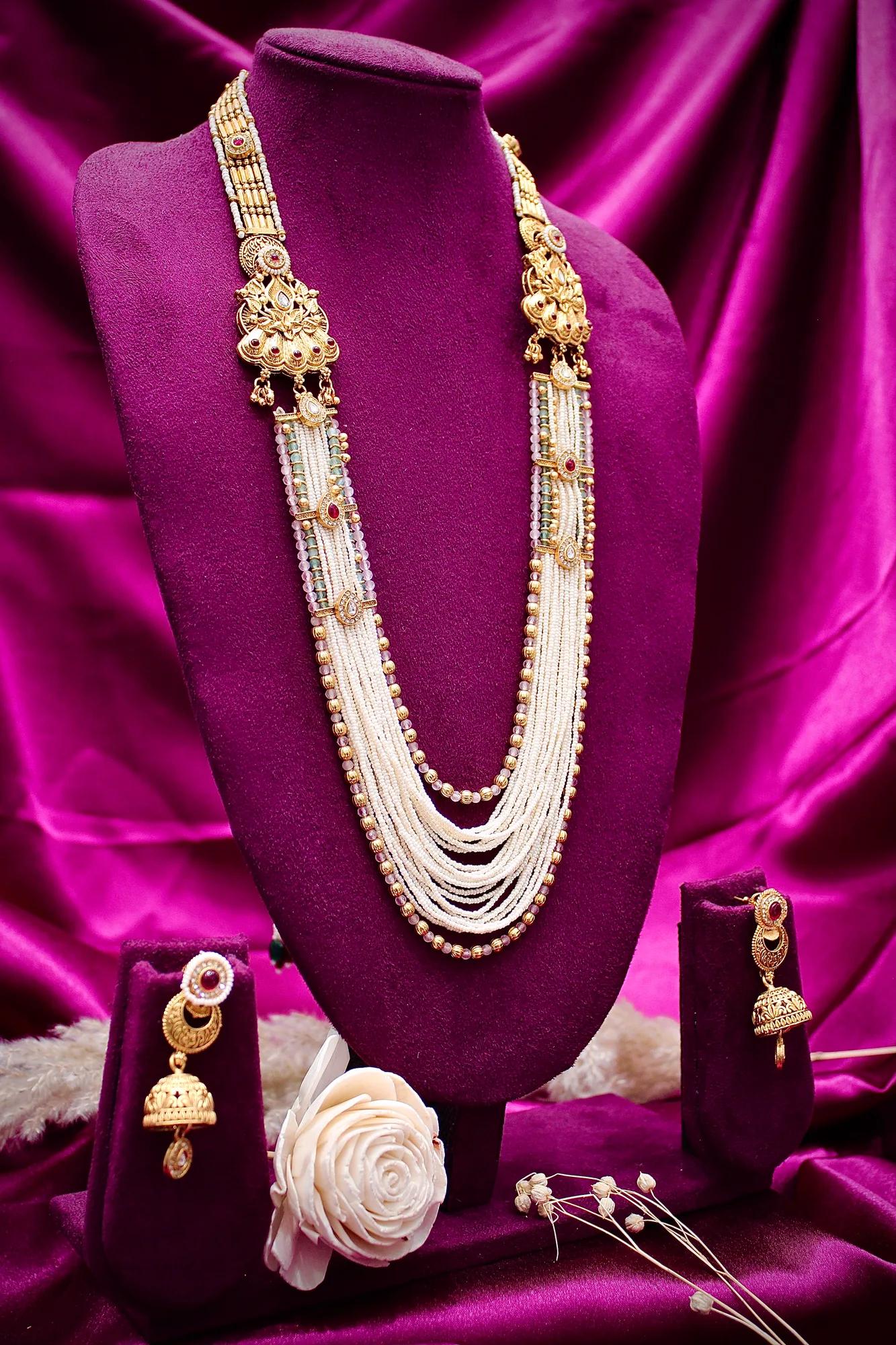 Royal Multi-Layer Pearl Haar Necklace Set — Image 2