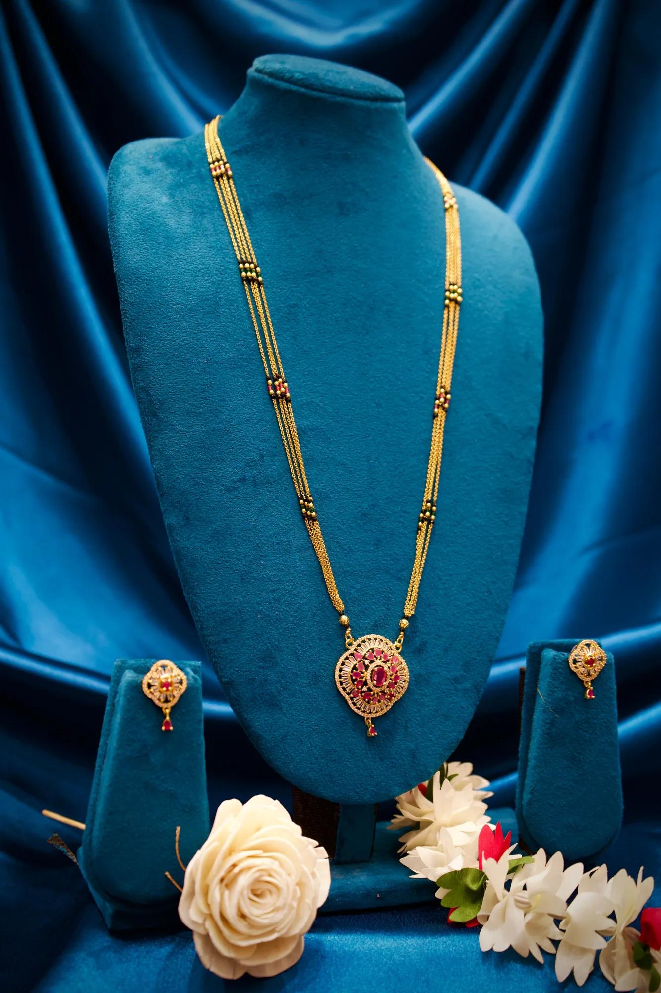 Ruby Bloom Stone-Studded Designer Mangalsutra