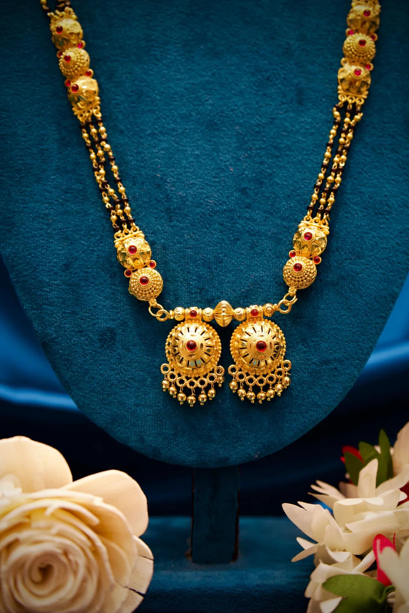 Traditional Dual Pendant Black Bead Mangalsutra