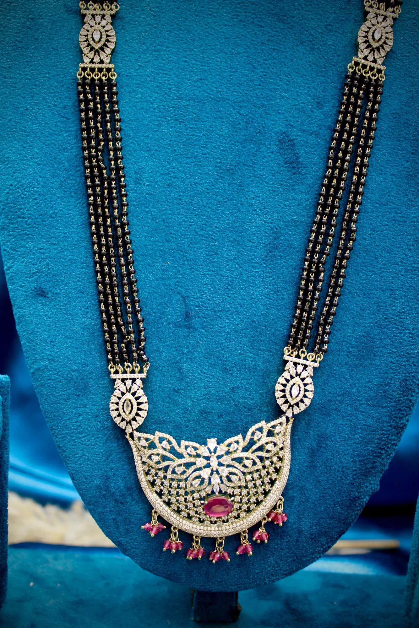 Ruby Victorian Mangalsutra Necklace Set — Image 4