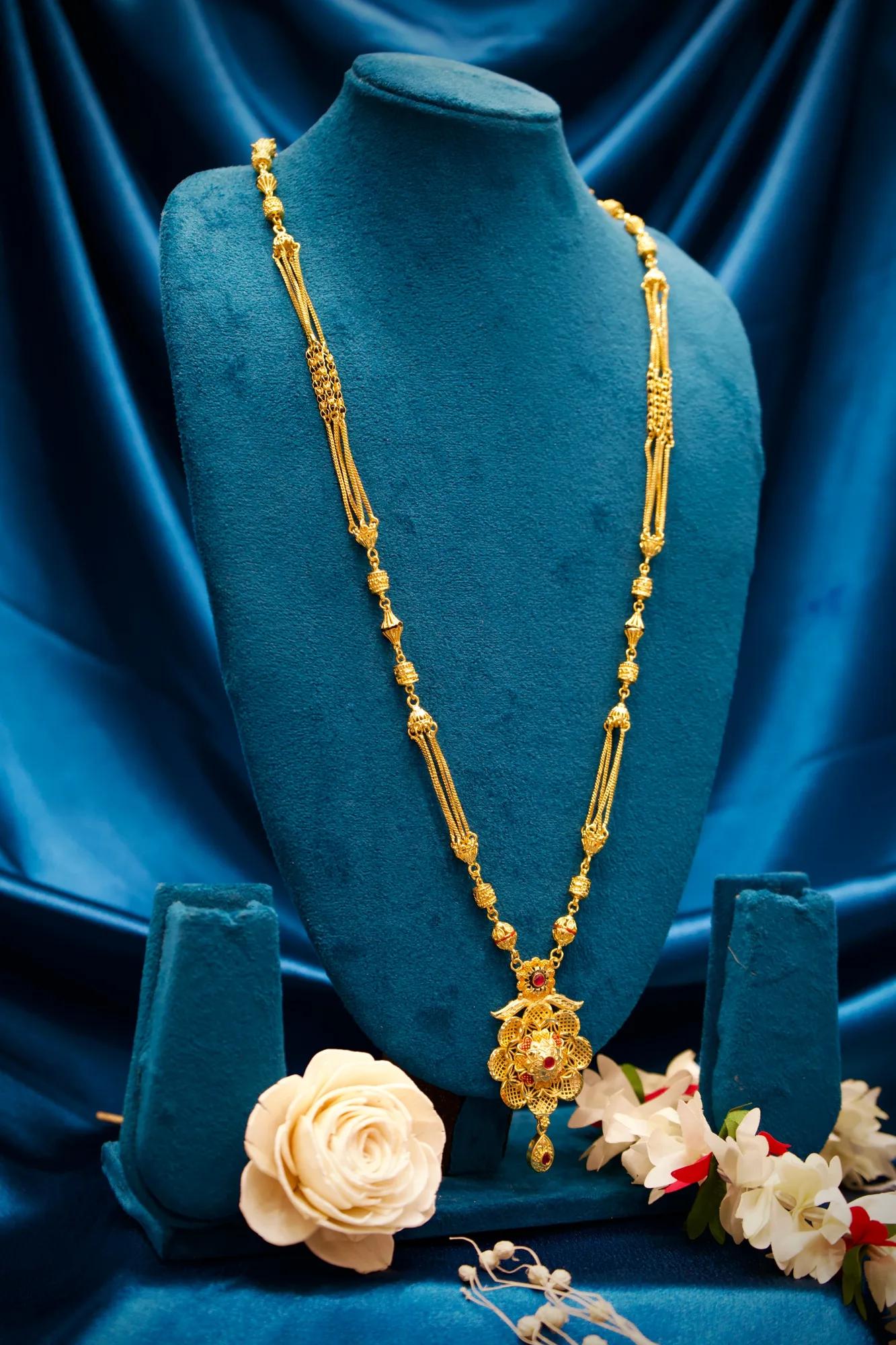 Royal Floral Filigree Long Gold-Tone Mangalsutra