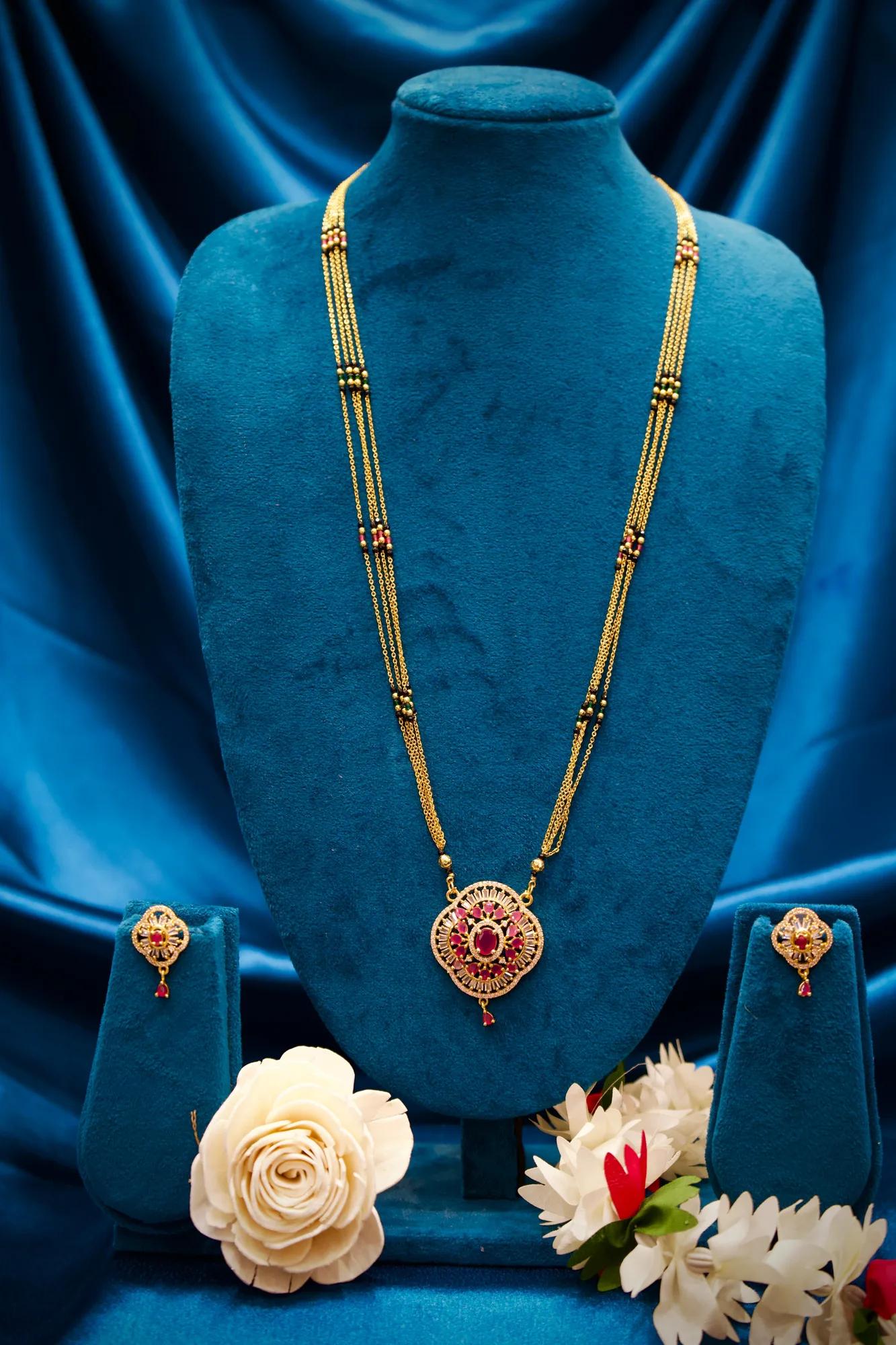 Ruby Bloom Stone-Studded Designer Mangalsutra