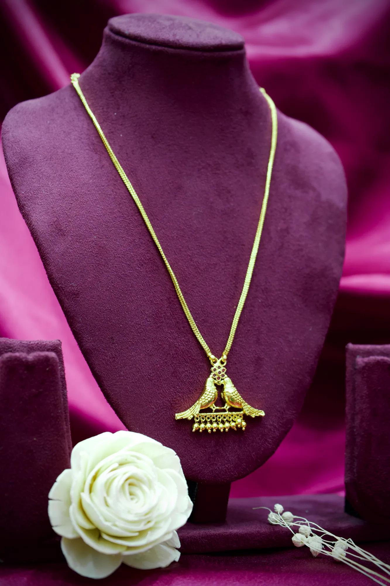 Love Birds Floral Charm Pendant Necklace