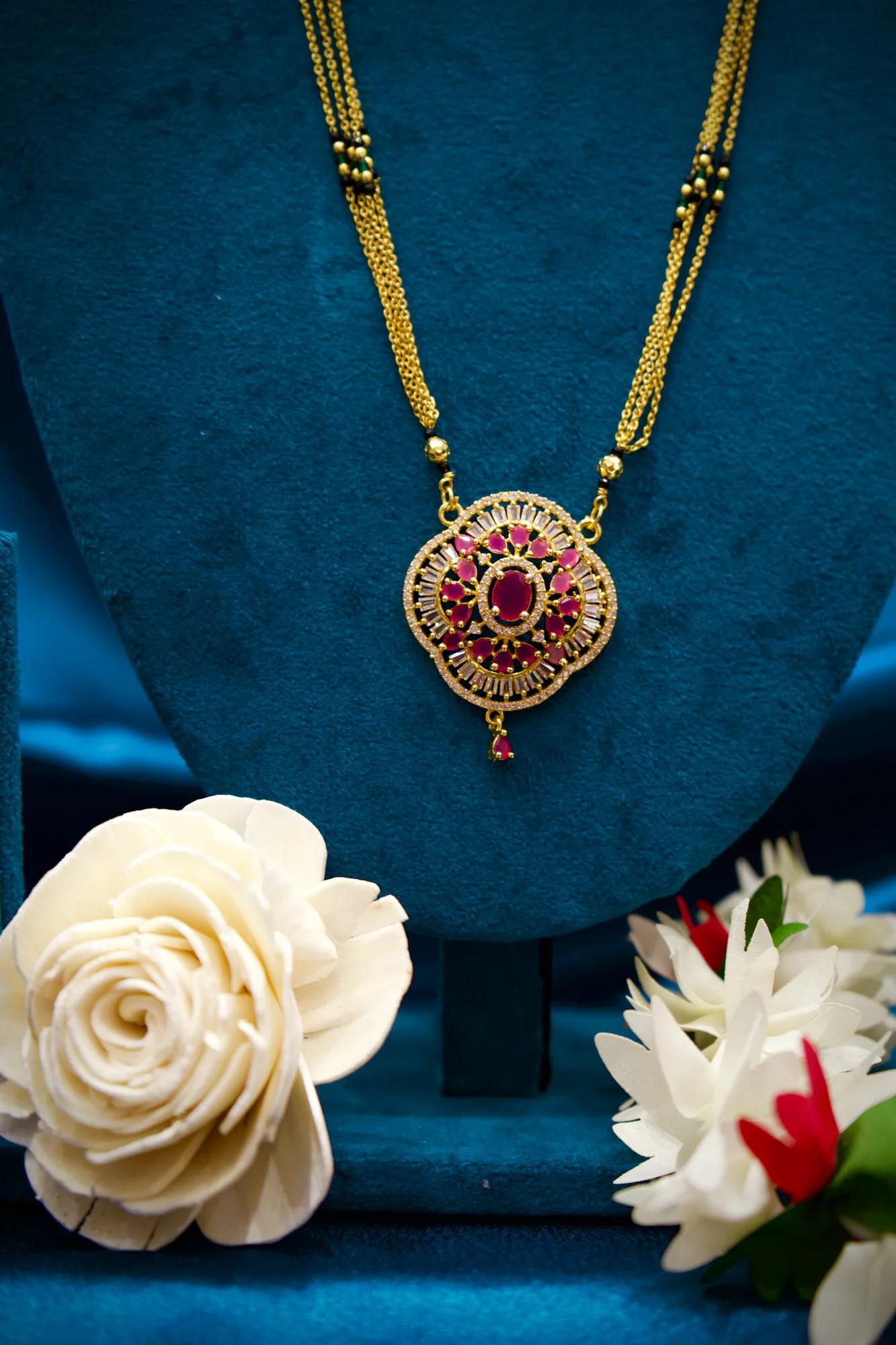 Ruby Bloom Stone-Studded Designer Mangalsutra
