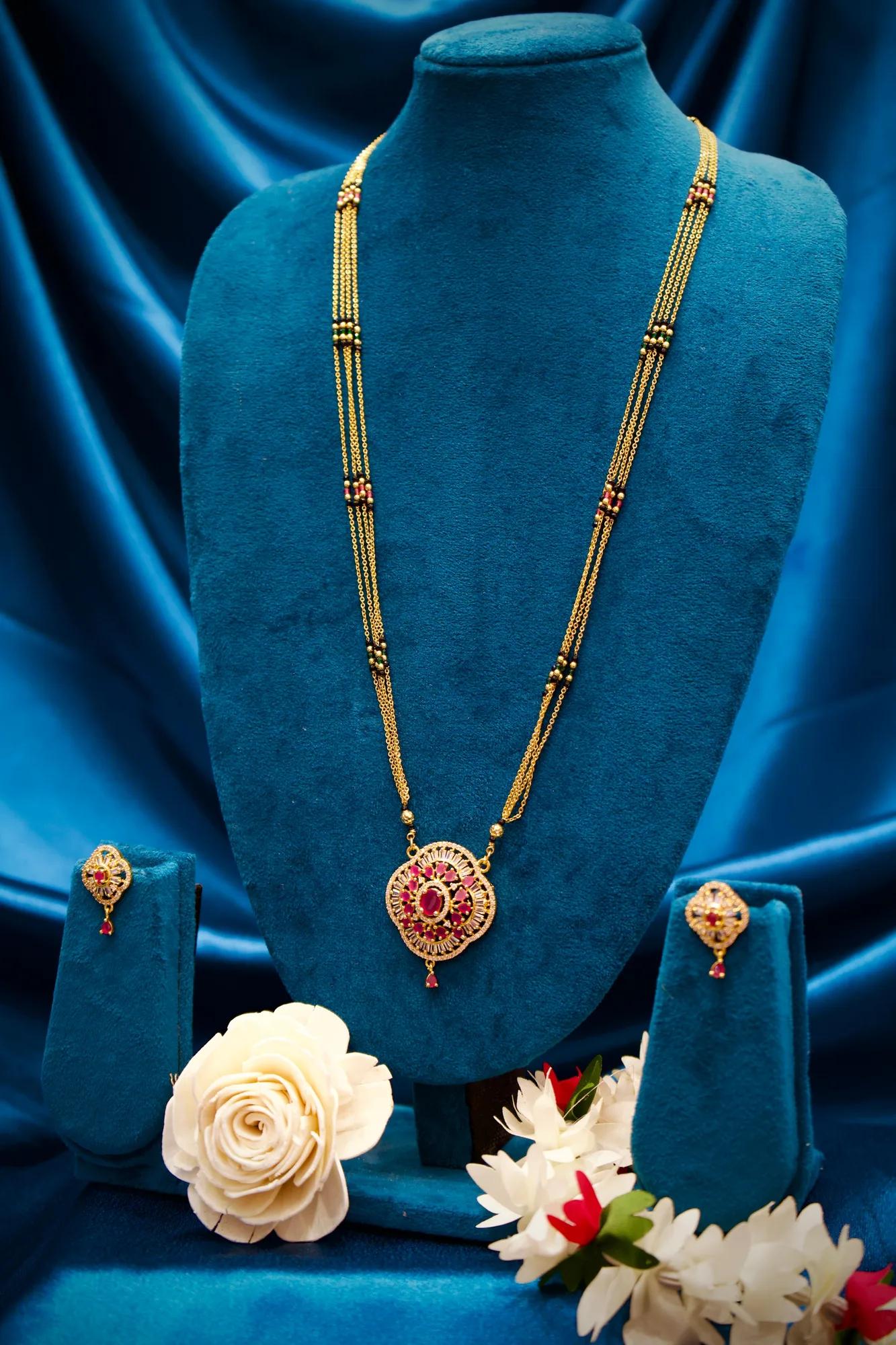 Ruby Bloom Stone-Studded Designer Mangalsutra