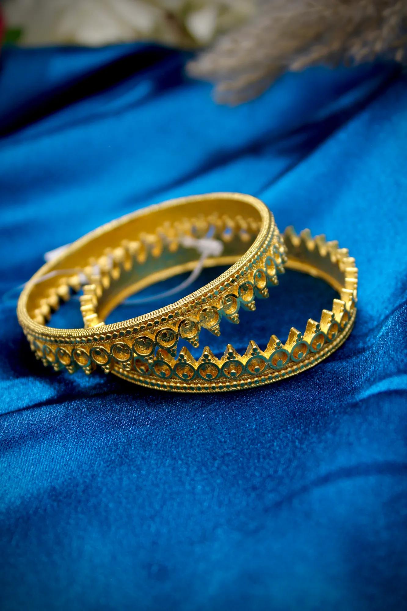Royal Filigree Gold Finish Bangles (Set of 2)
