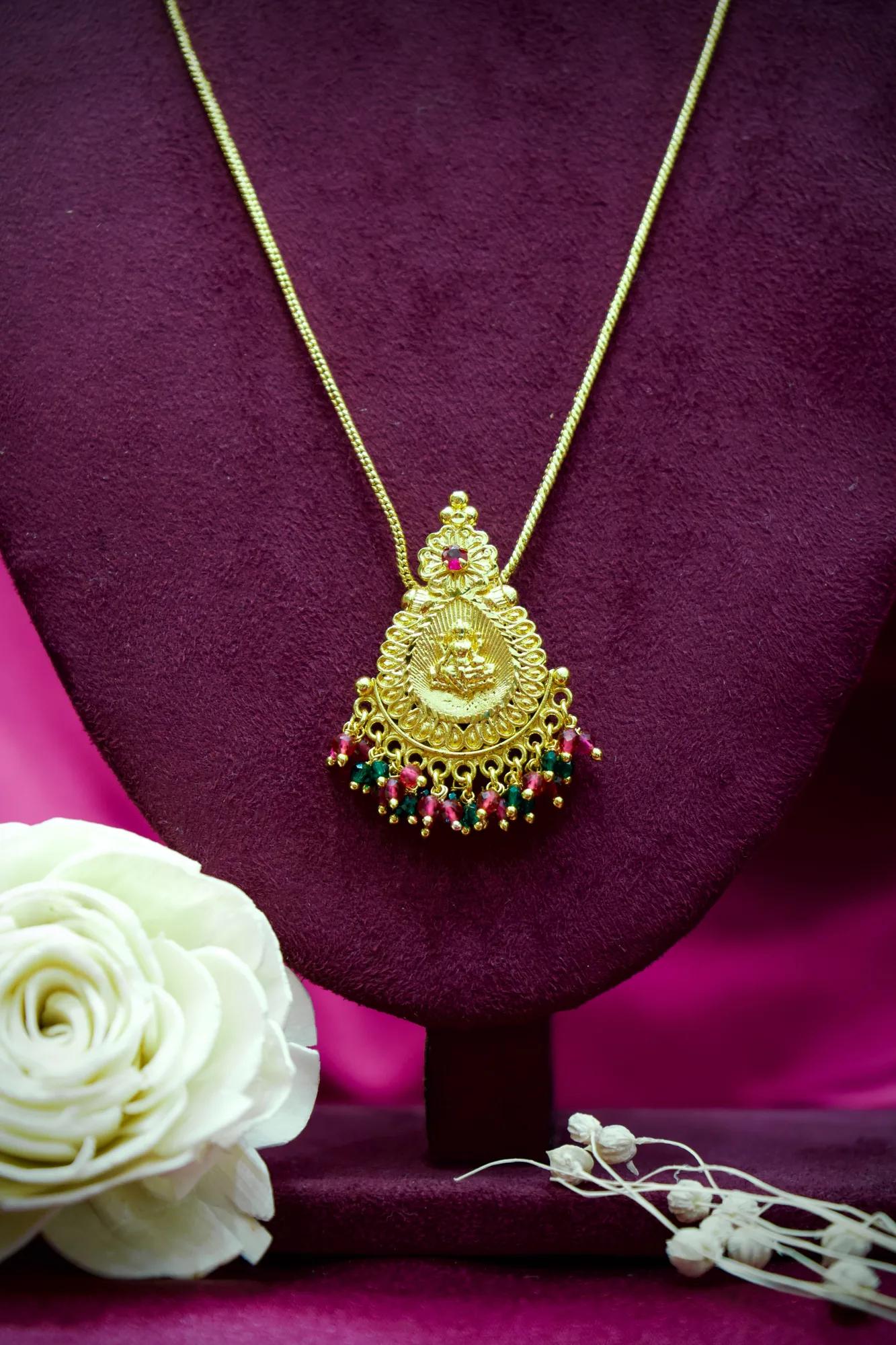 Lakshmi Temple Coin Pendant Necklace