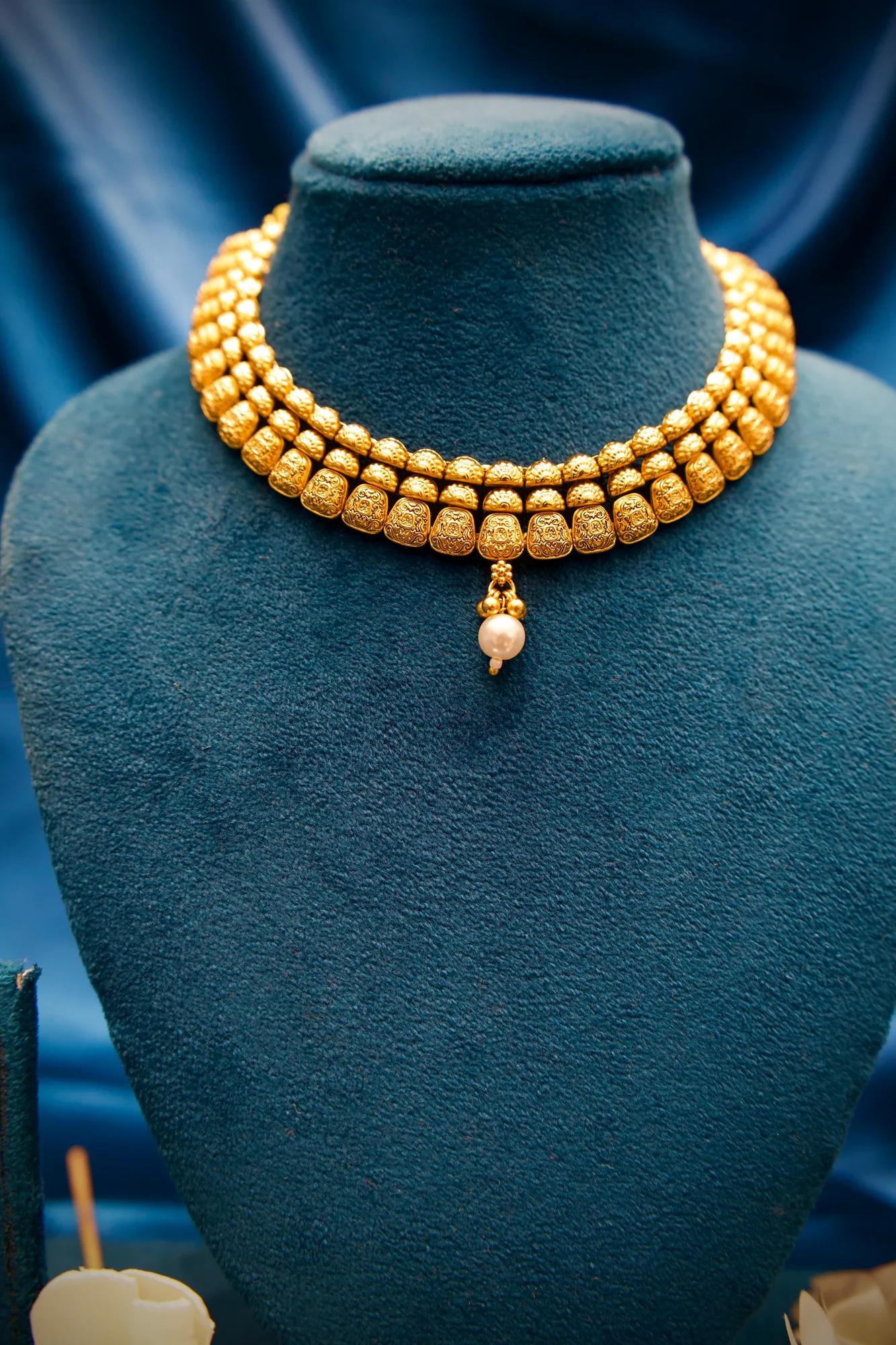 Antique Lakshmi Coin Adjustable Choker Necklace