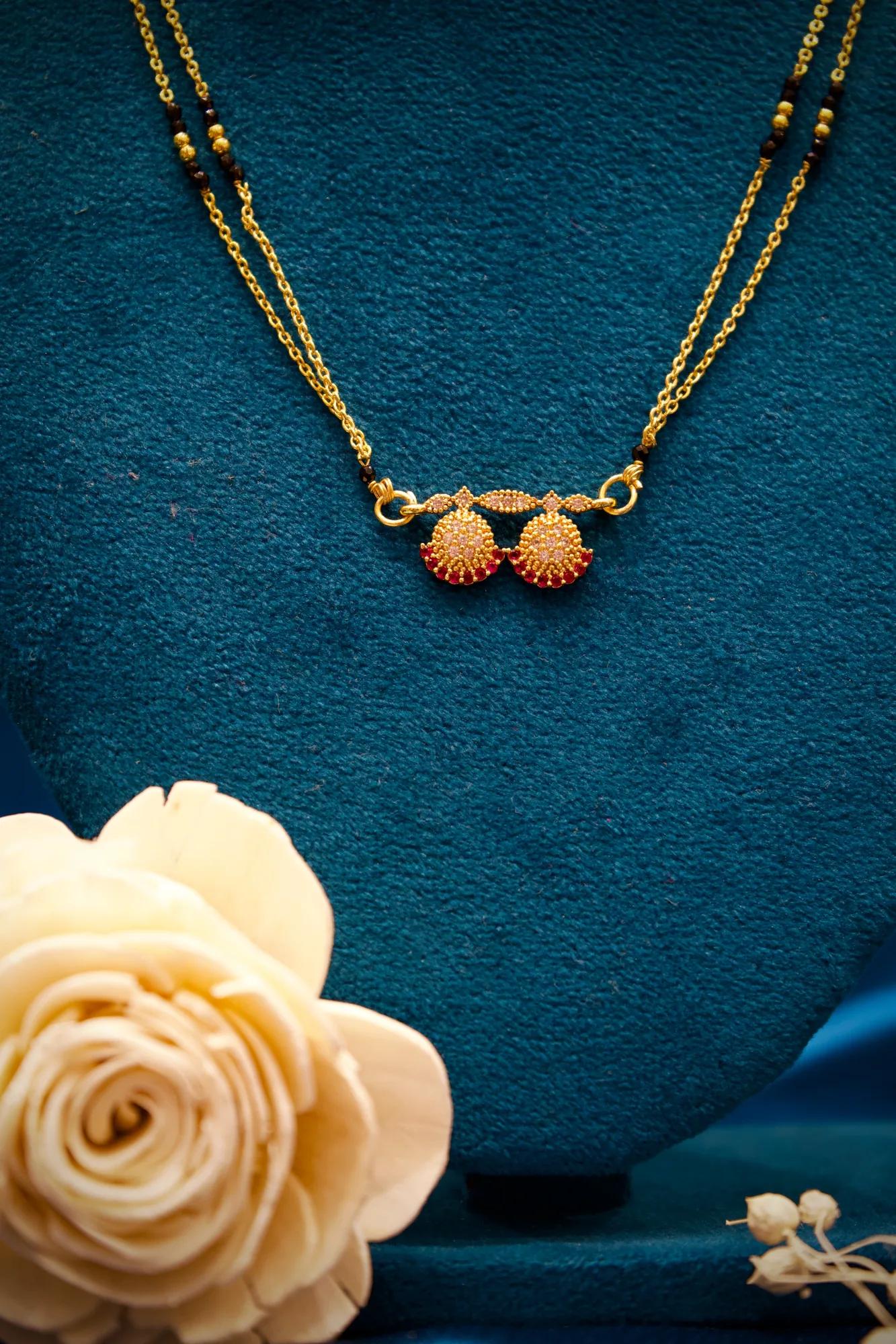 Elegant Twin Floral Charm Mangalsutra Necklace